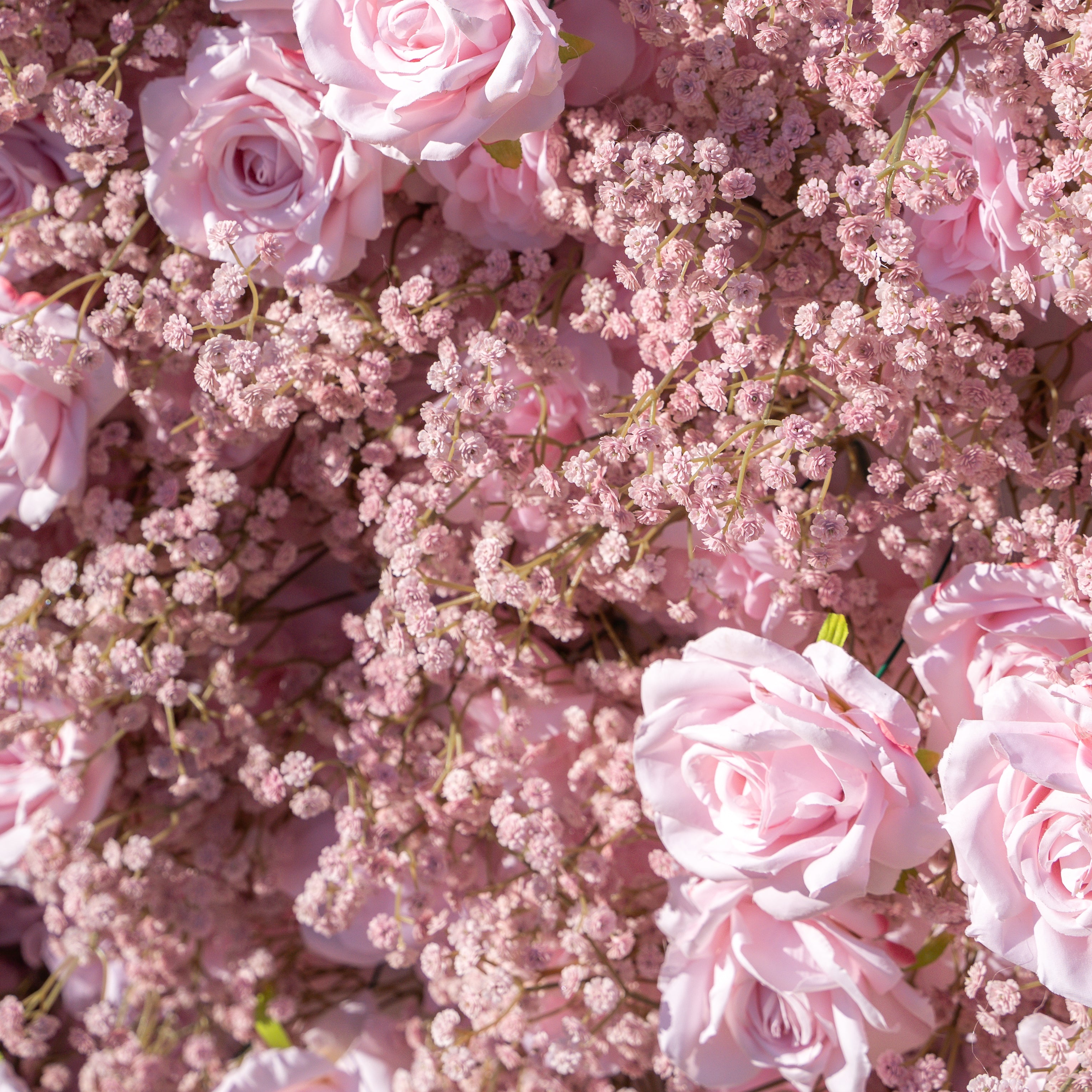Pink Baby Breath:3D Fabric Artificial rolling up curtain flower wall