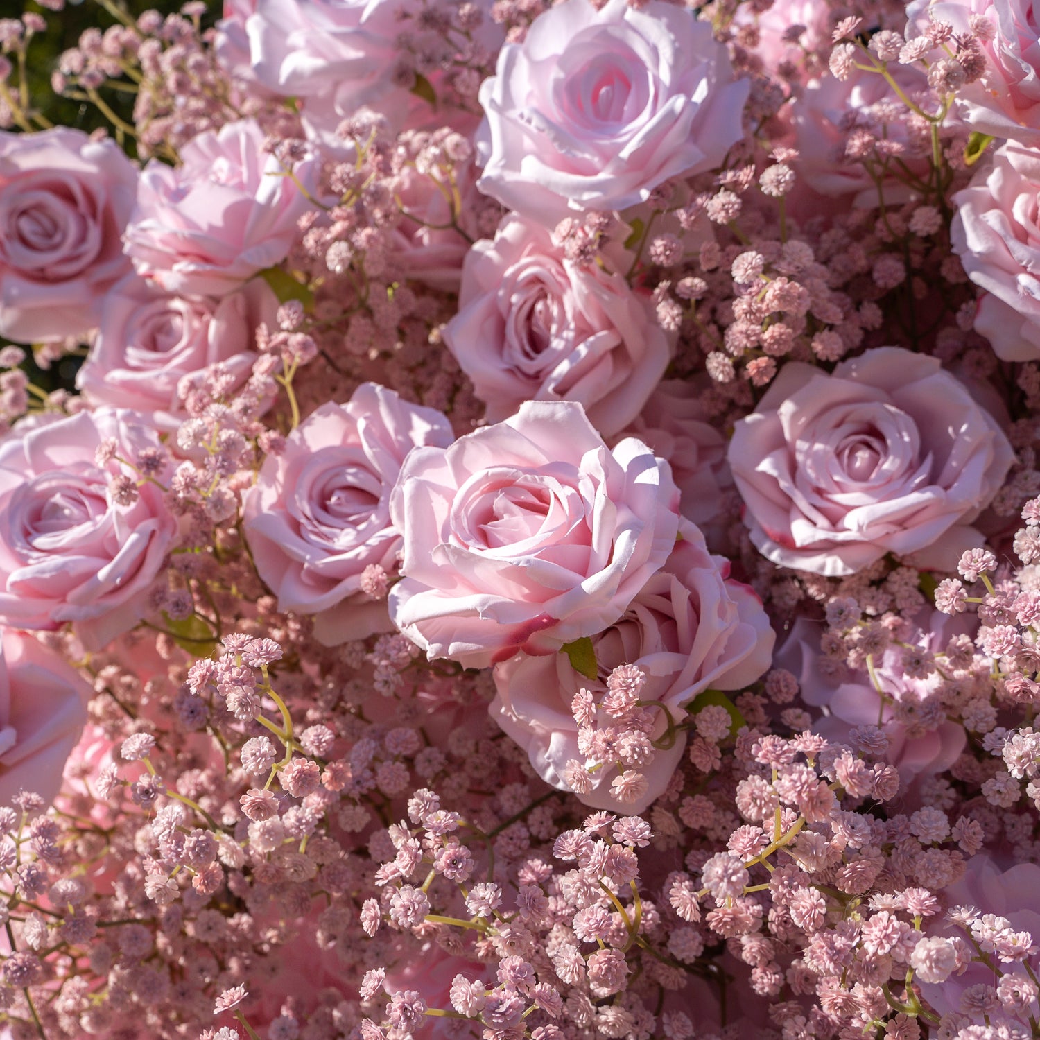 Pink Baby Breath:3D Fabric Artificial rolling up curtain flower wall