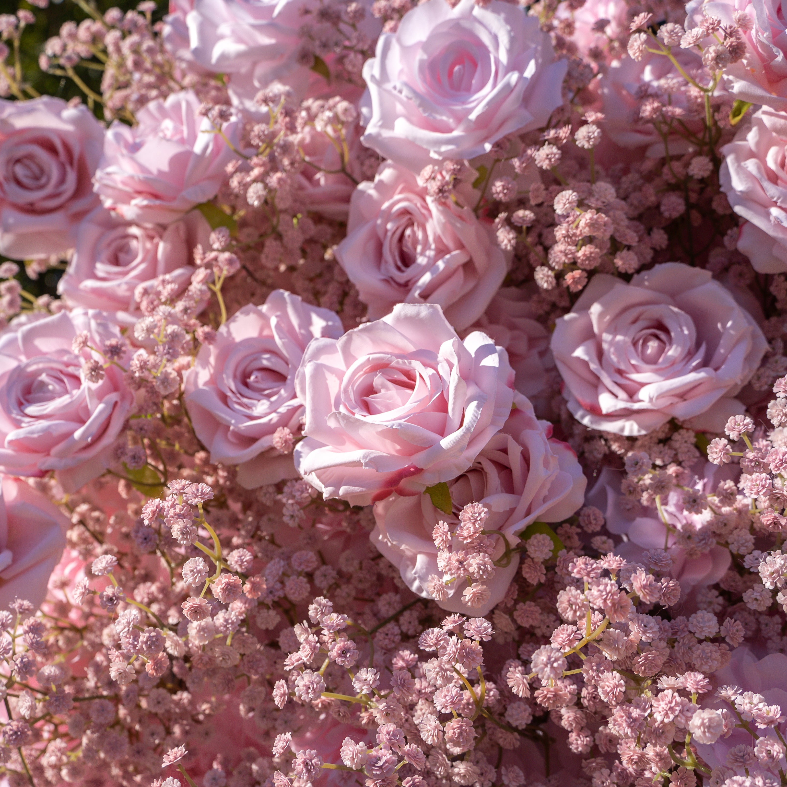 Pink Baby Breath:3D Fabric Artificial rolling up curtain flower wall