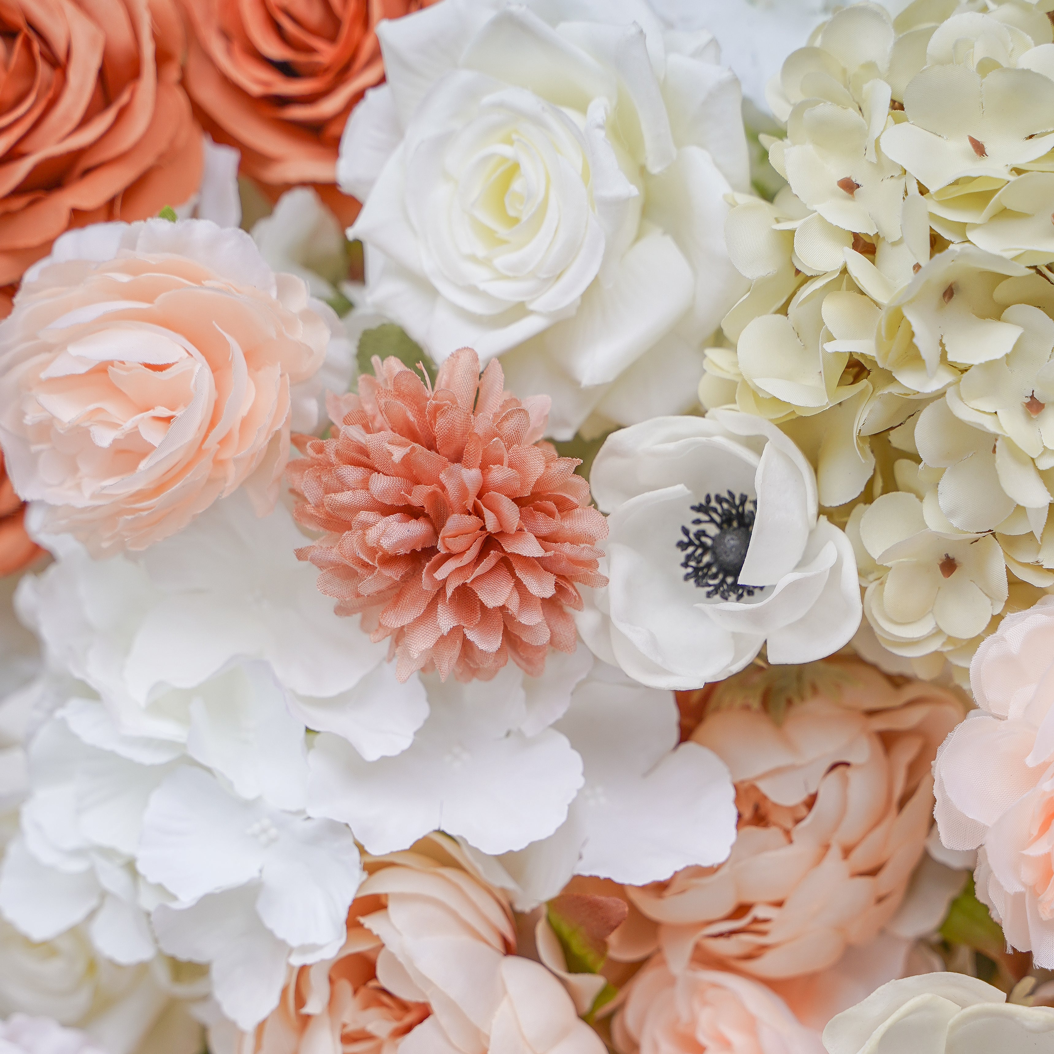 The flower walls are made of artificial flowers in various colors, layered at different levels to create a lush, elegant and natural look. The exclusive zipper design and roll-up design make it easy to install and remove.Rose Morning