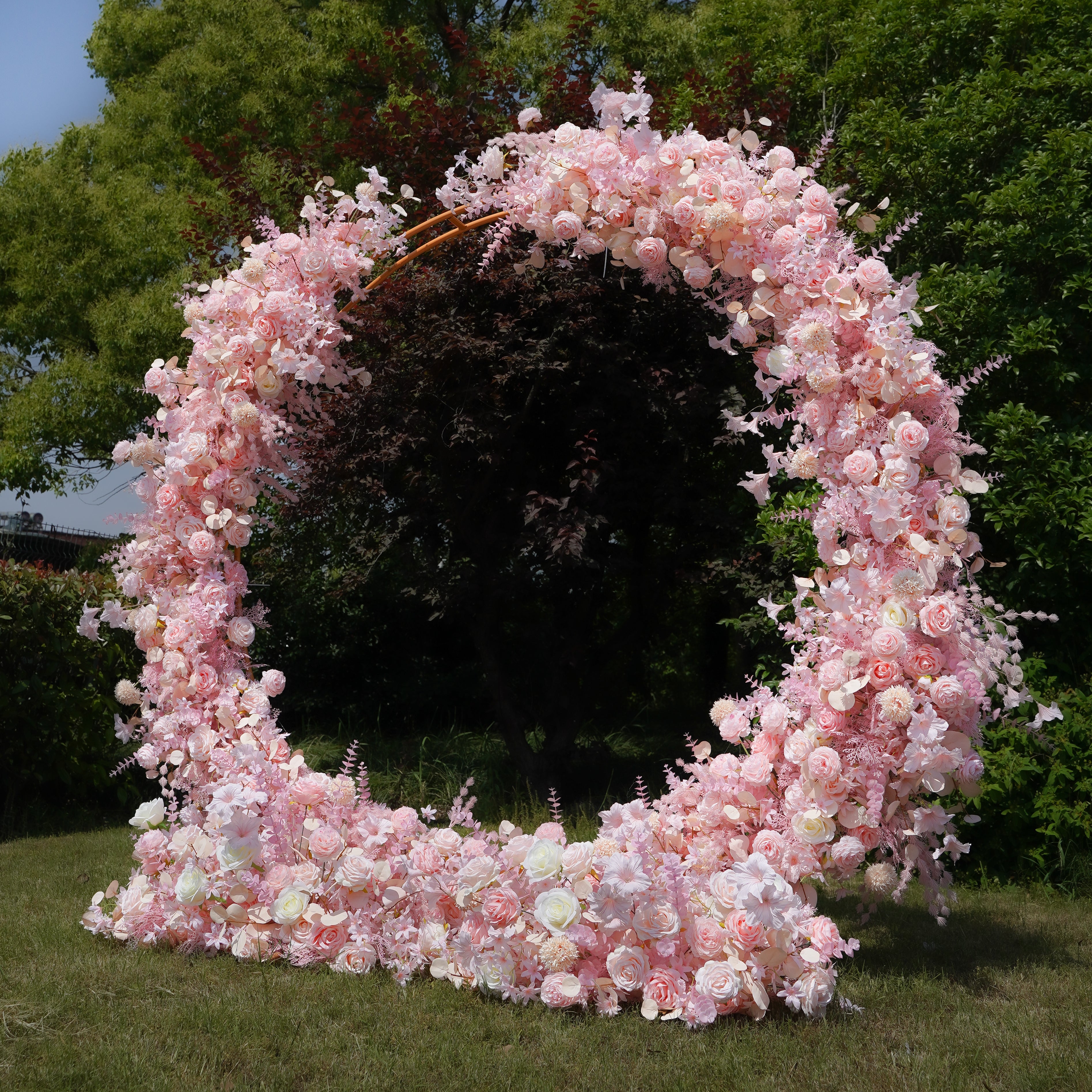 F002:2023 New Wedding Party Background Floral Arch Decoration Including Frame Rose Morning