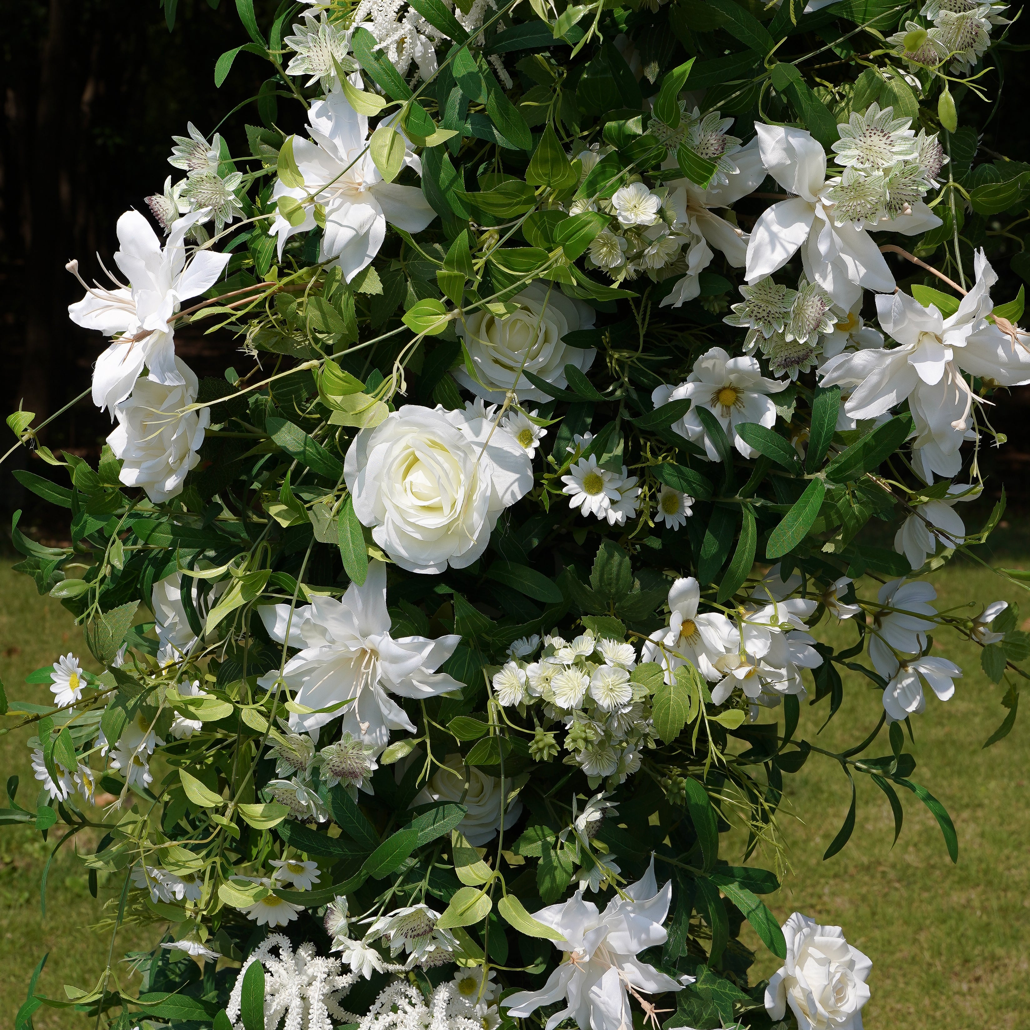 Made of artificial flowers, this flower arch is suitable for weddings, parties, birthdays and other events. The flower arch is made of metal frame, easy to assemble and disassemble. Big enough for your guests to take pictures and keep. Flower arches are made of high quality material and durable. The color of the floral arch can be chosen according to your wedding theme. A floral arch is the perfect decoration for any occasion and is sure to impress your guests.