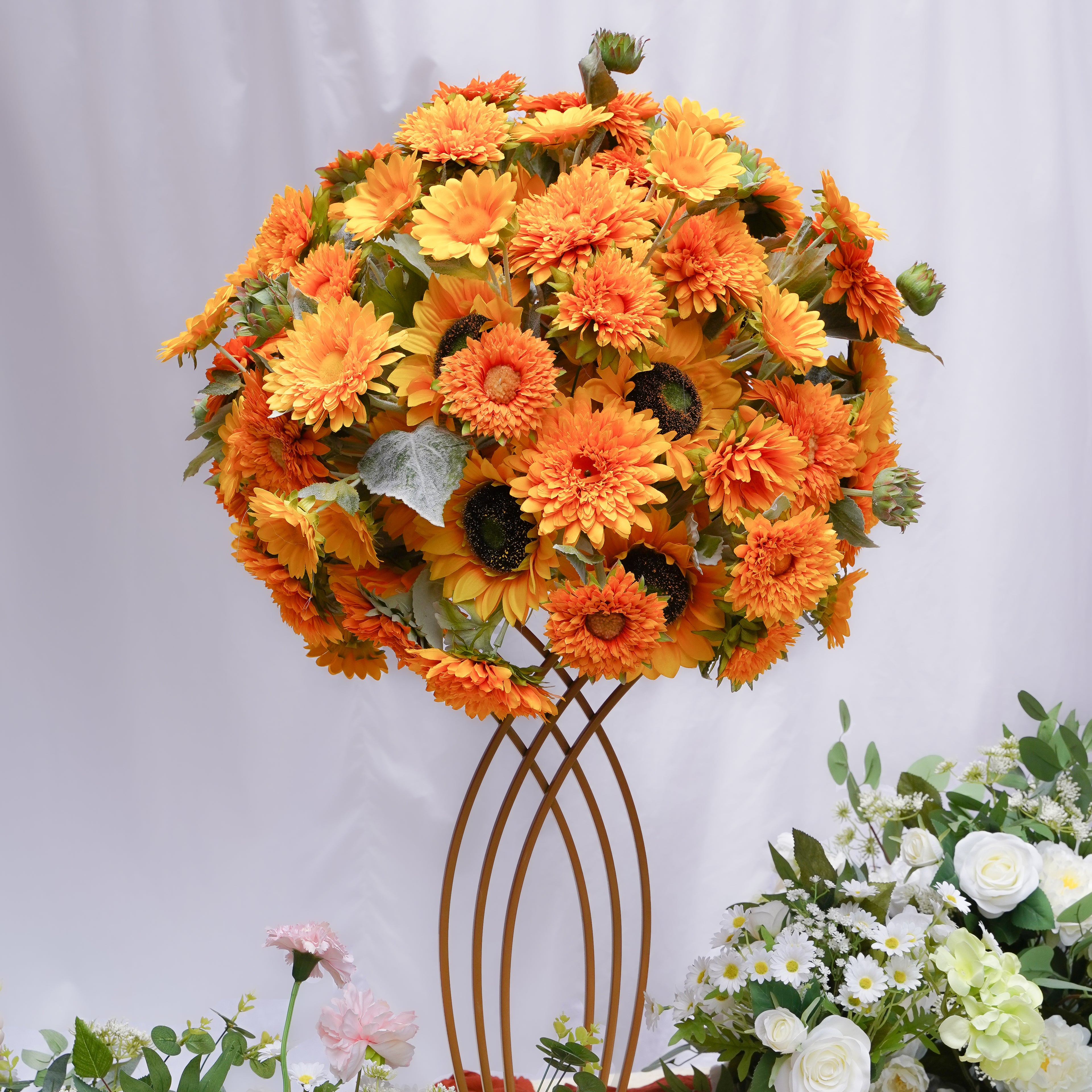 SunFlower Flower Ball:Flower Centerpiece Bouquet Table Decoration Flower Ball -R067 Rose Morning
