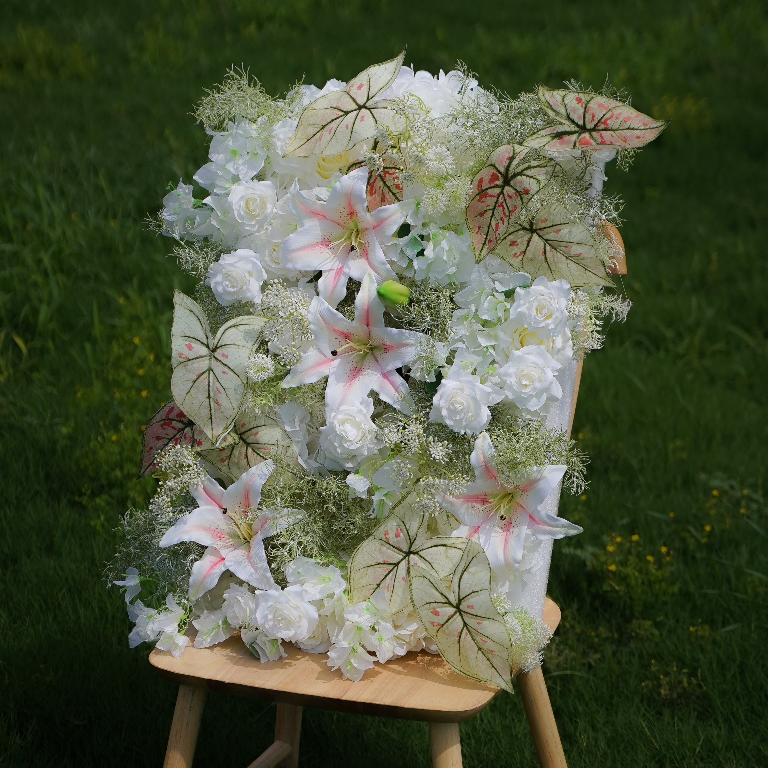 Artificial Flower,Flower Wall,Rolling Up Curtain Flower Wall,Mackenzie: 5D Fabric Artificial Rolling Up Curtain Flower Wall 8ft*8ft -R233,Rose Morning