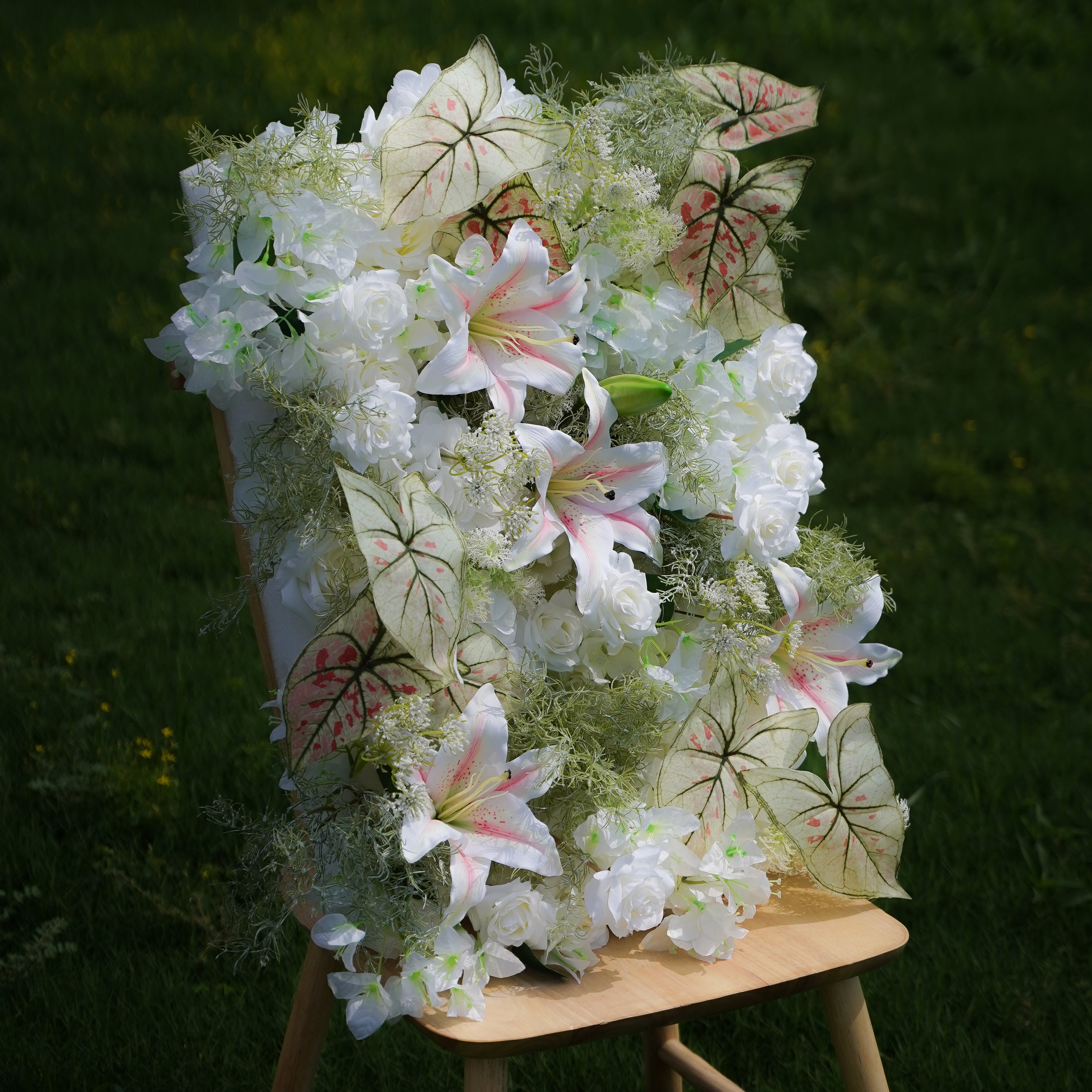 Artificial Flower,Flower Wall,Rolling Up Curtain Flower Wall,Mackenzie: 5D Fabric Artificial Rolling Up Curtain Flower Wall 8ft*8ft -R233,Rose Morning