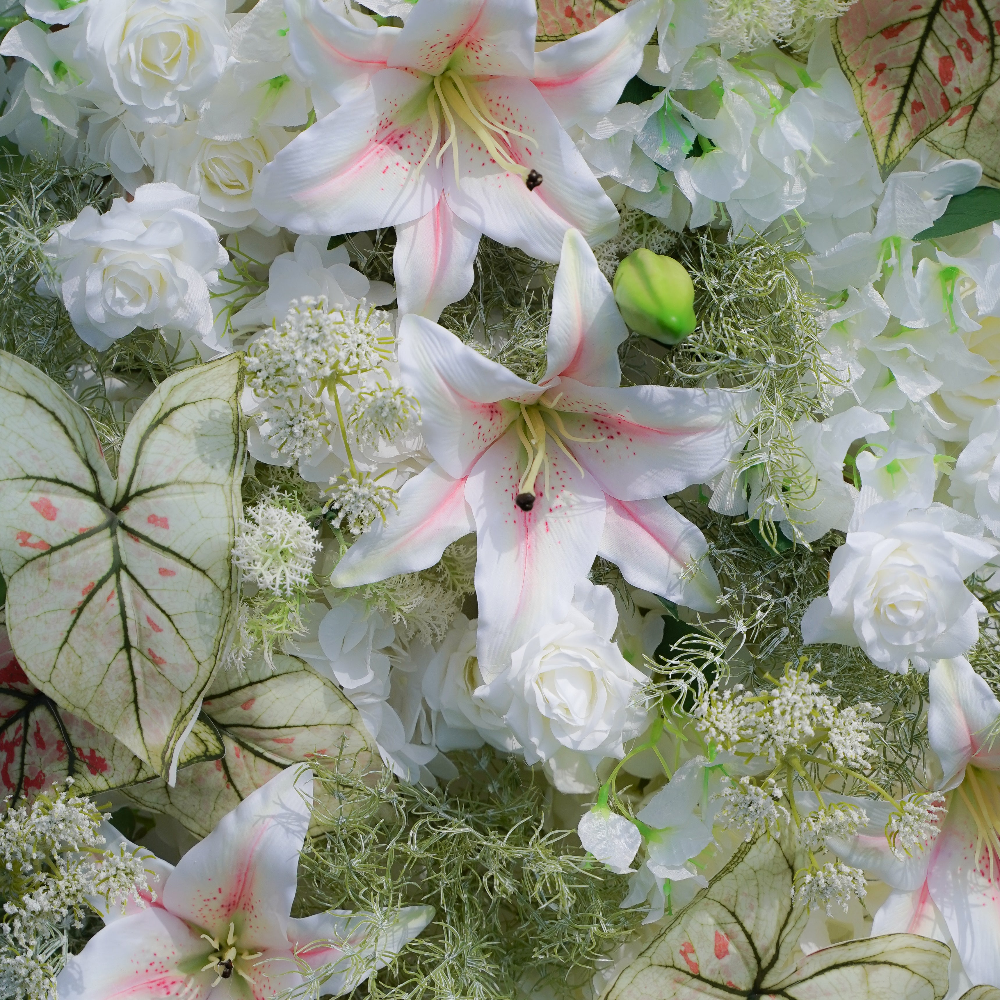 Artificial Flower,Flower Wall,Rolling Up Curtain Flower Wall,Mackenzie: 5D Fabric Artificial Rolling Up Curtain Flower Wall 8ft*8ft -R233,Rose Morning