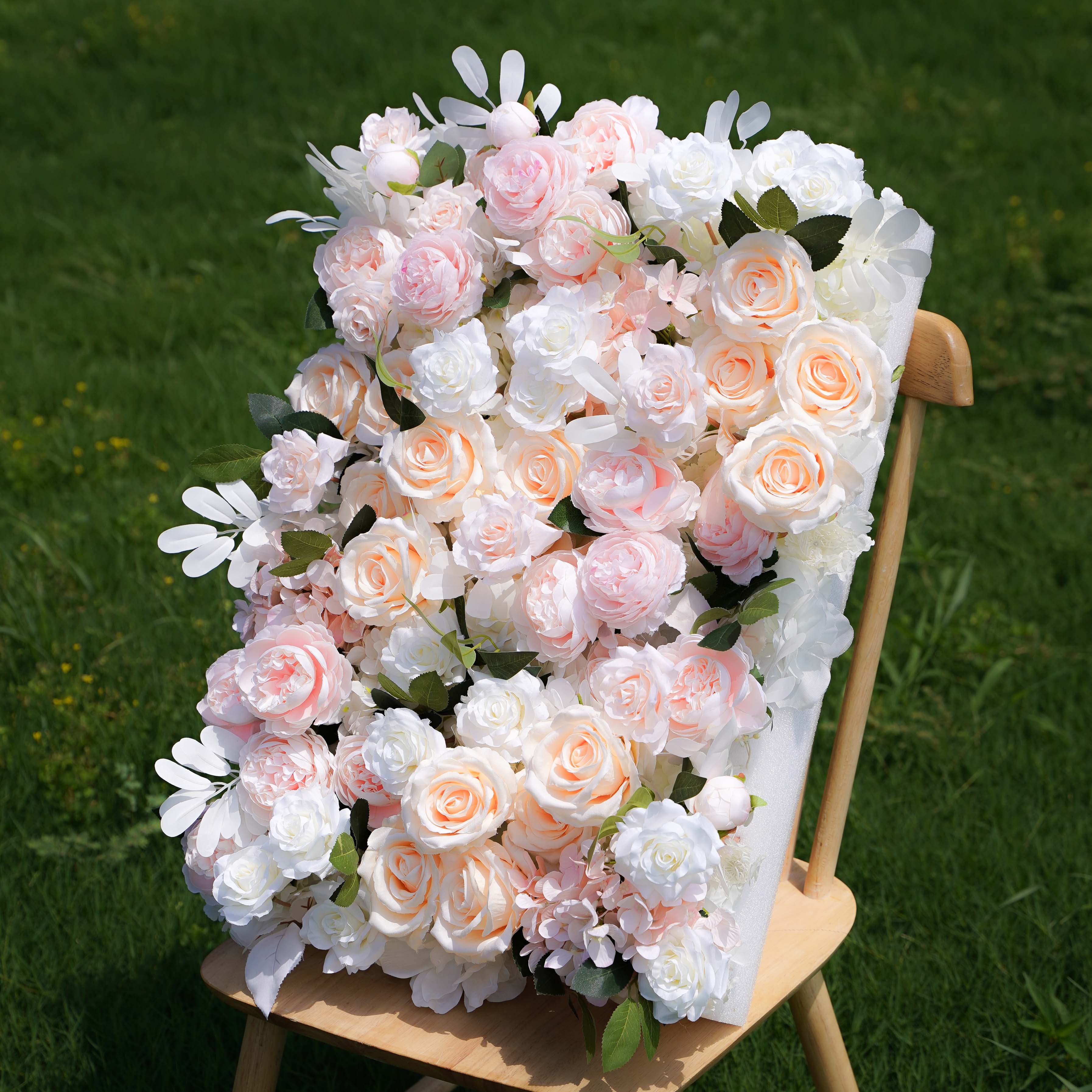 Fabric,Fabric Artificial Rolling Up Curtain Flower Wall,Flower Wall,Lilly: 5D Fabric Artificial Rolling Up Curtain Flower Wall 8ft*8ft -R237,Rose Morning