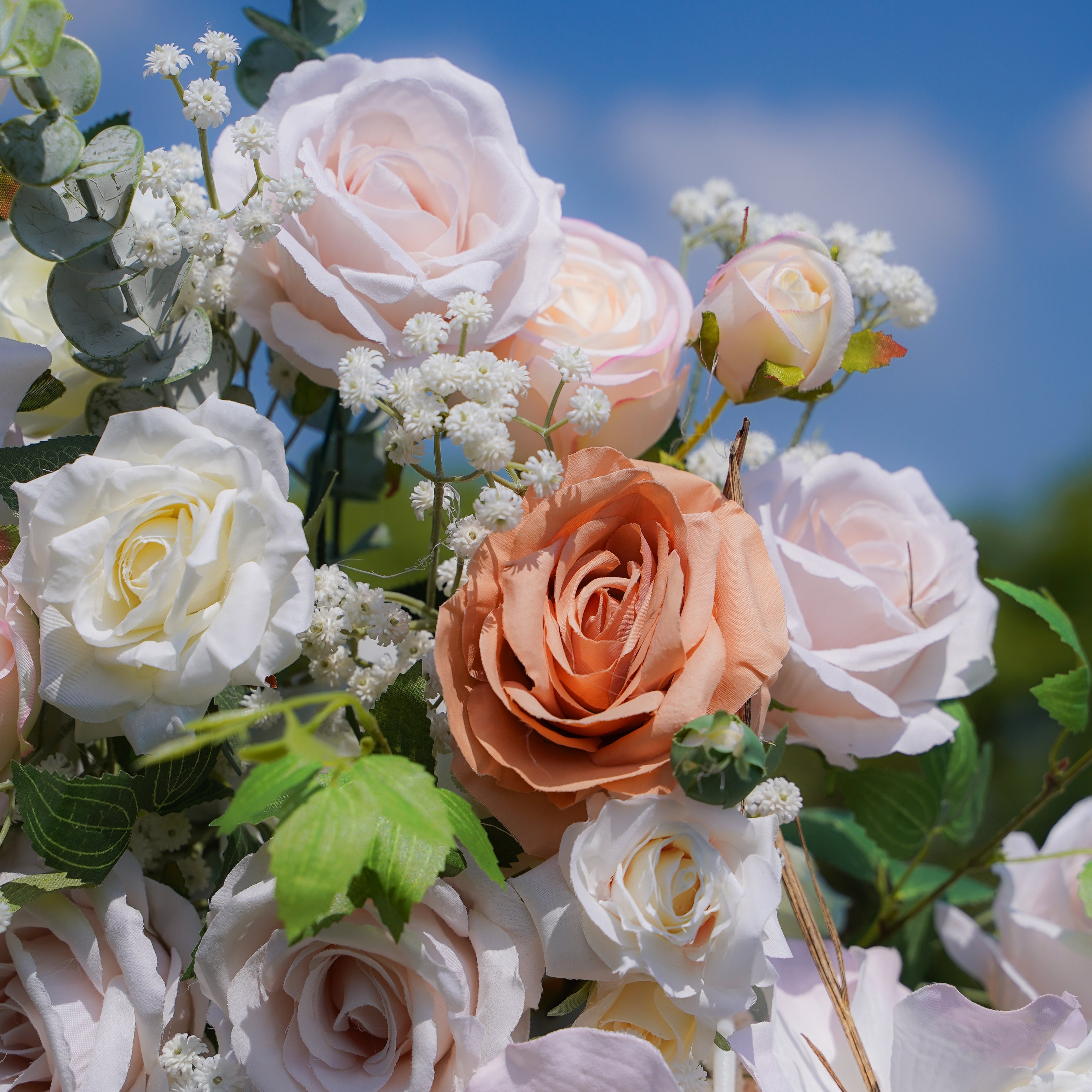 F029:2023 New Wedding Party Background Floral Arch Decoration Including Frame Rose Morning