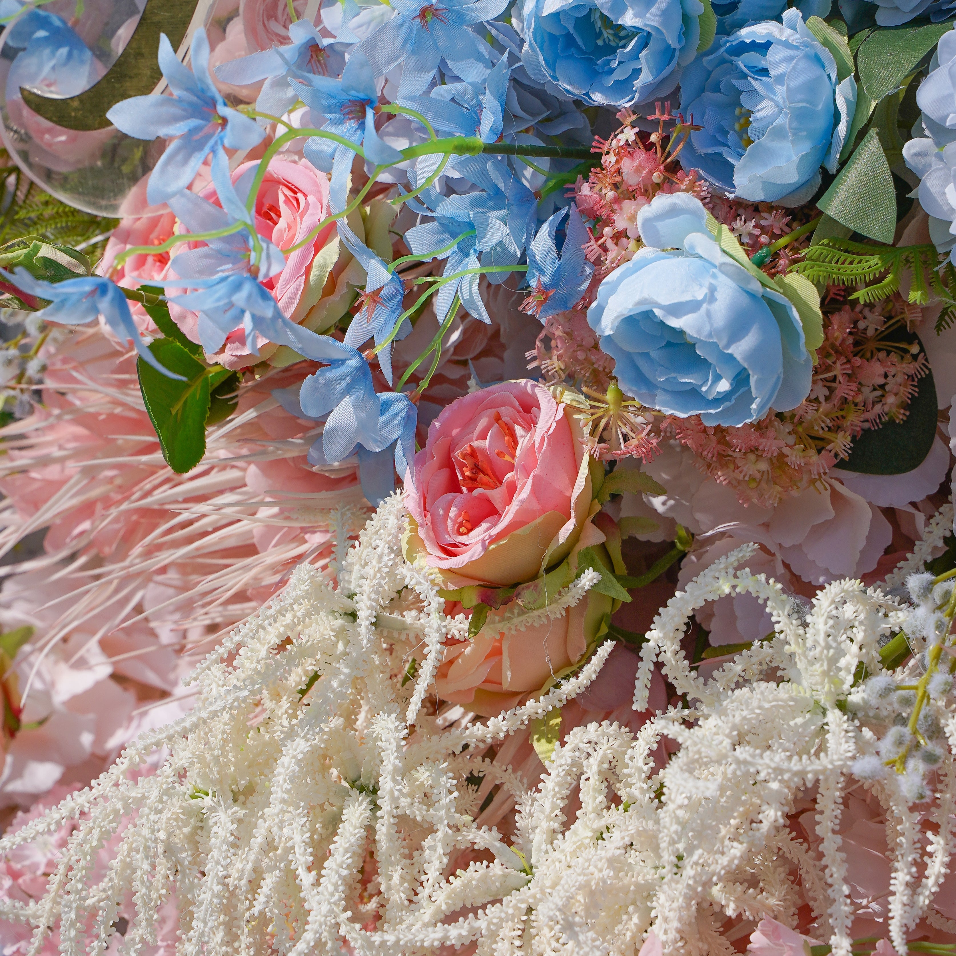 Alyssa: 5D Fabric Artificial Rolling Up Curtain Flower Wall R782 - 8ft*8ft Rose Morning