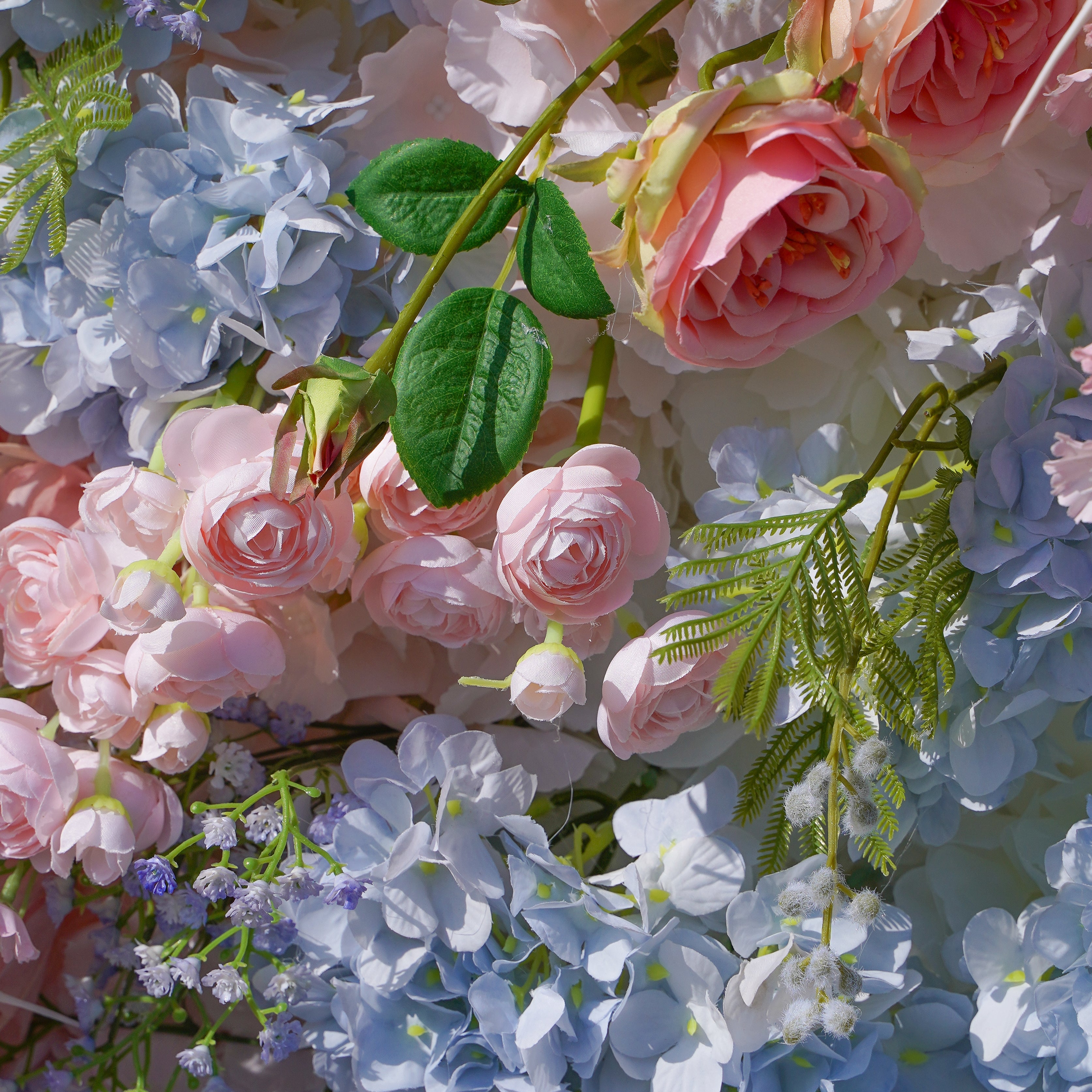 Alyssa: 5D Fabric Artificial Rolling Up Curtain Flower Wall R782 - 8ft*8ft Rose Morning