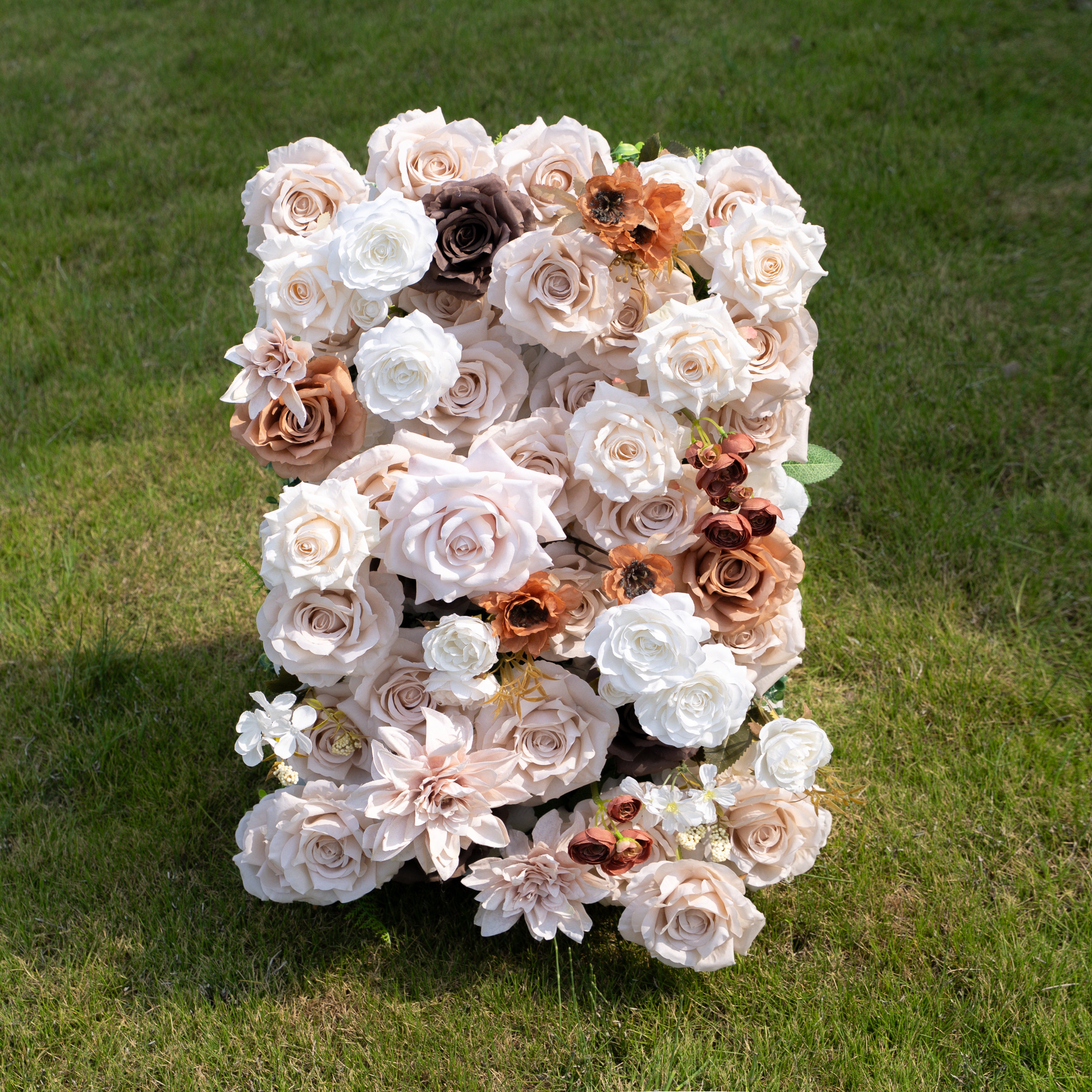Latte:4D Fabric Artificial zip up curtain flower wall 8ft*8ft