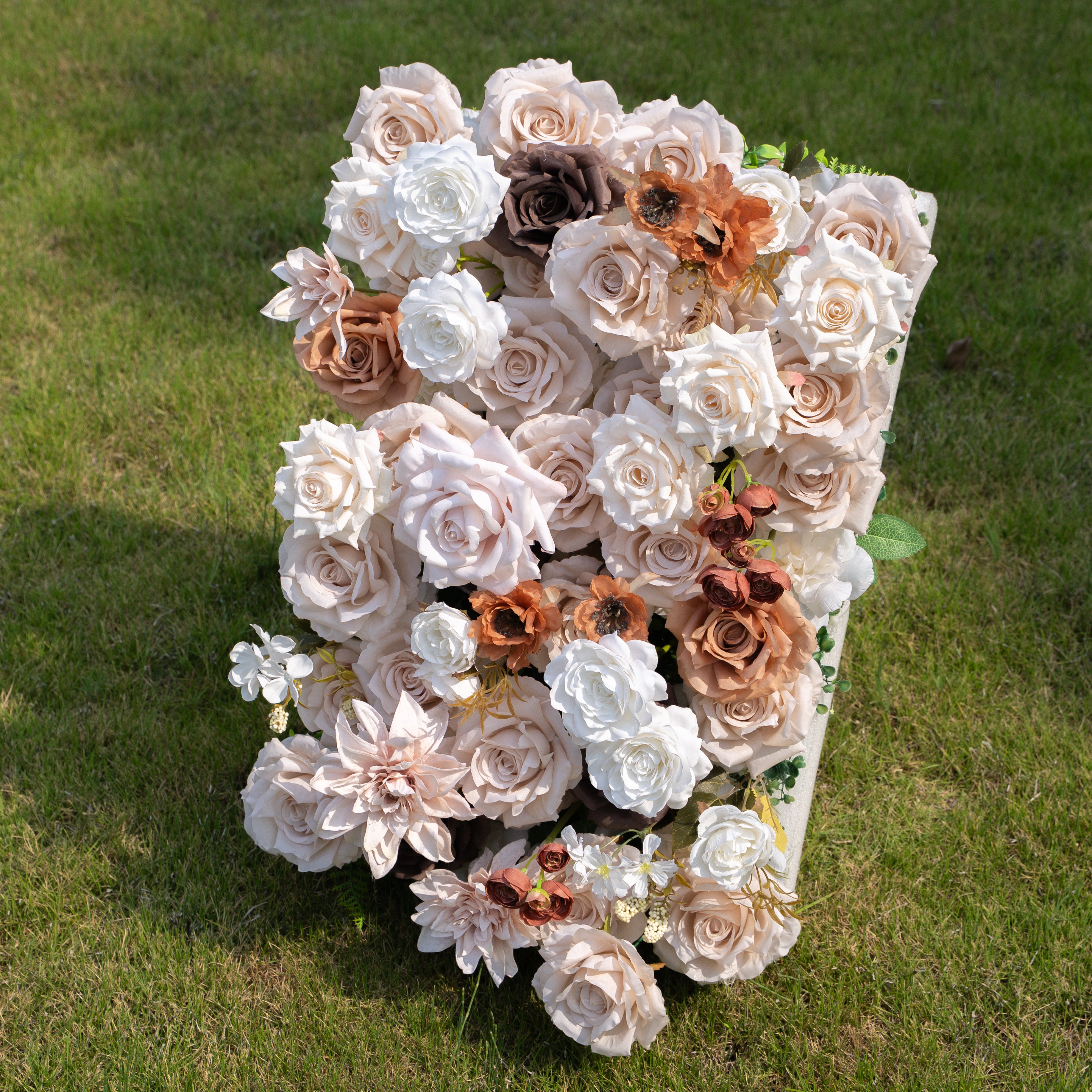 Latte:4D Fabric Artificial zip up curtain flower wall 8ft*8ft