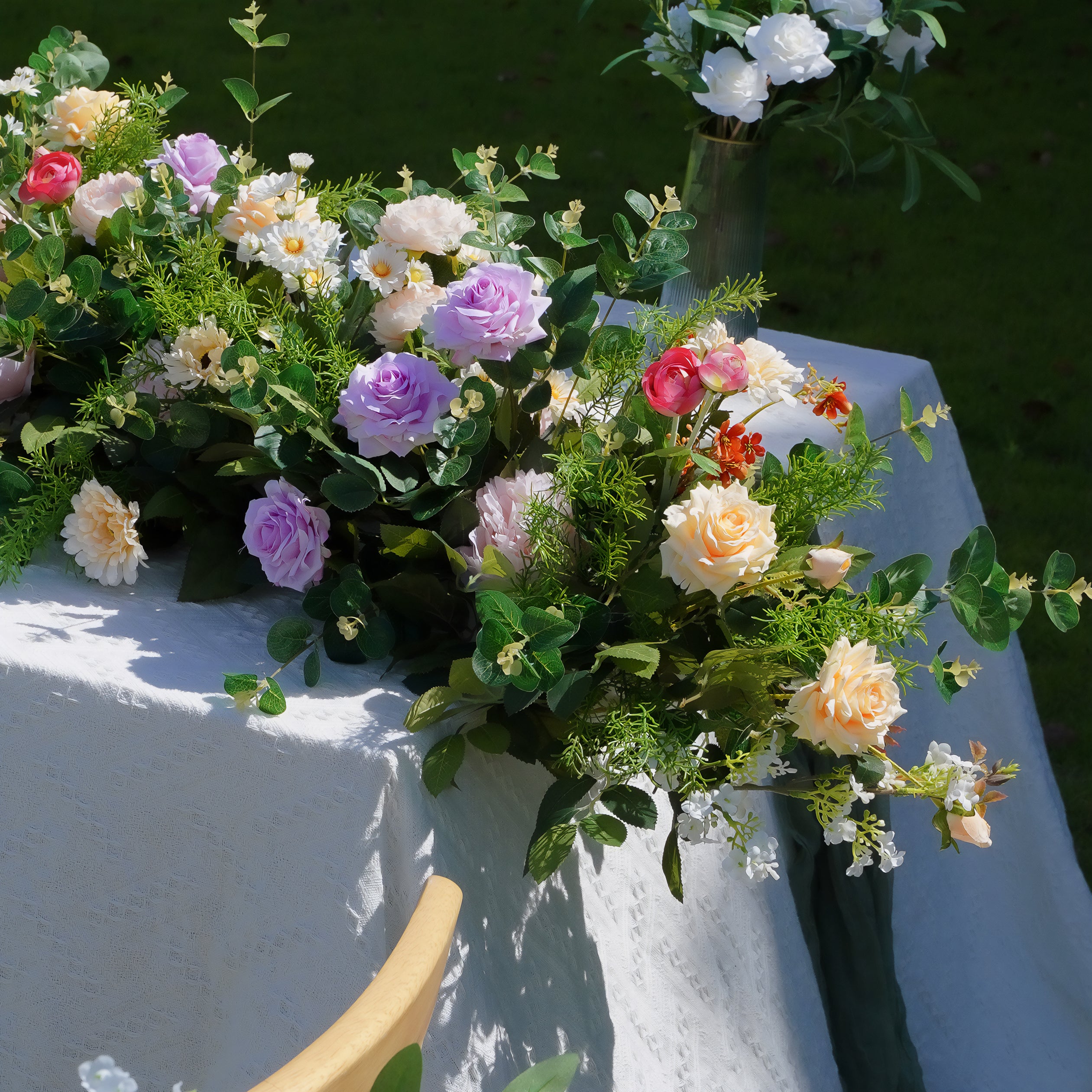 H007:Wedding Party Flower Row Decoration Ceiling Hanging Candles Rose Morning