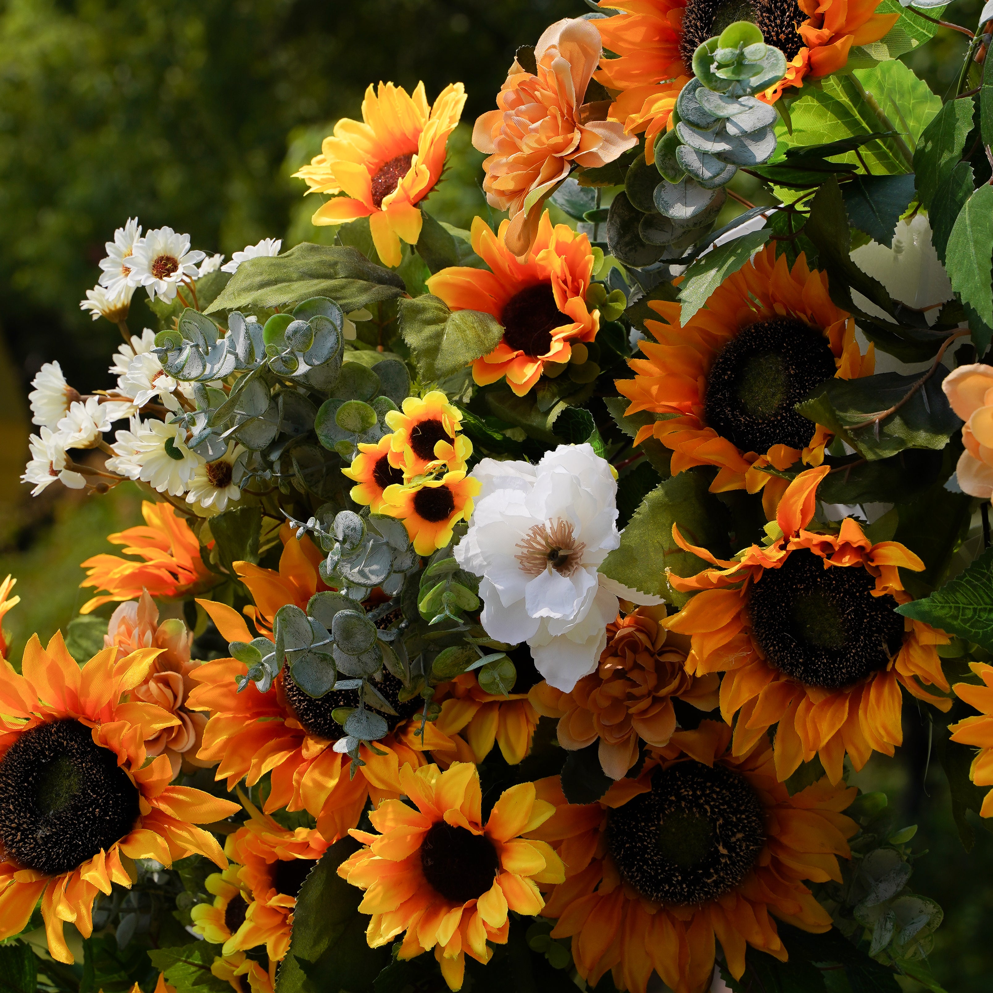 Sunflower Arch:2023 New Wedding Party Background Floral Arch Decoration Including Frame Rose Morning