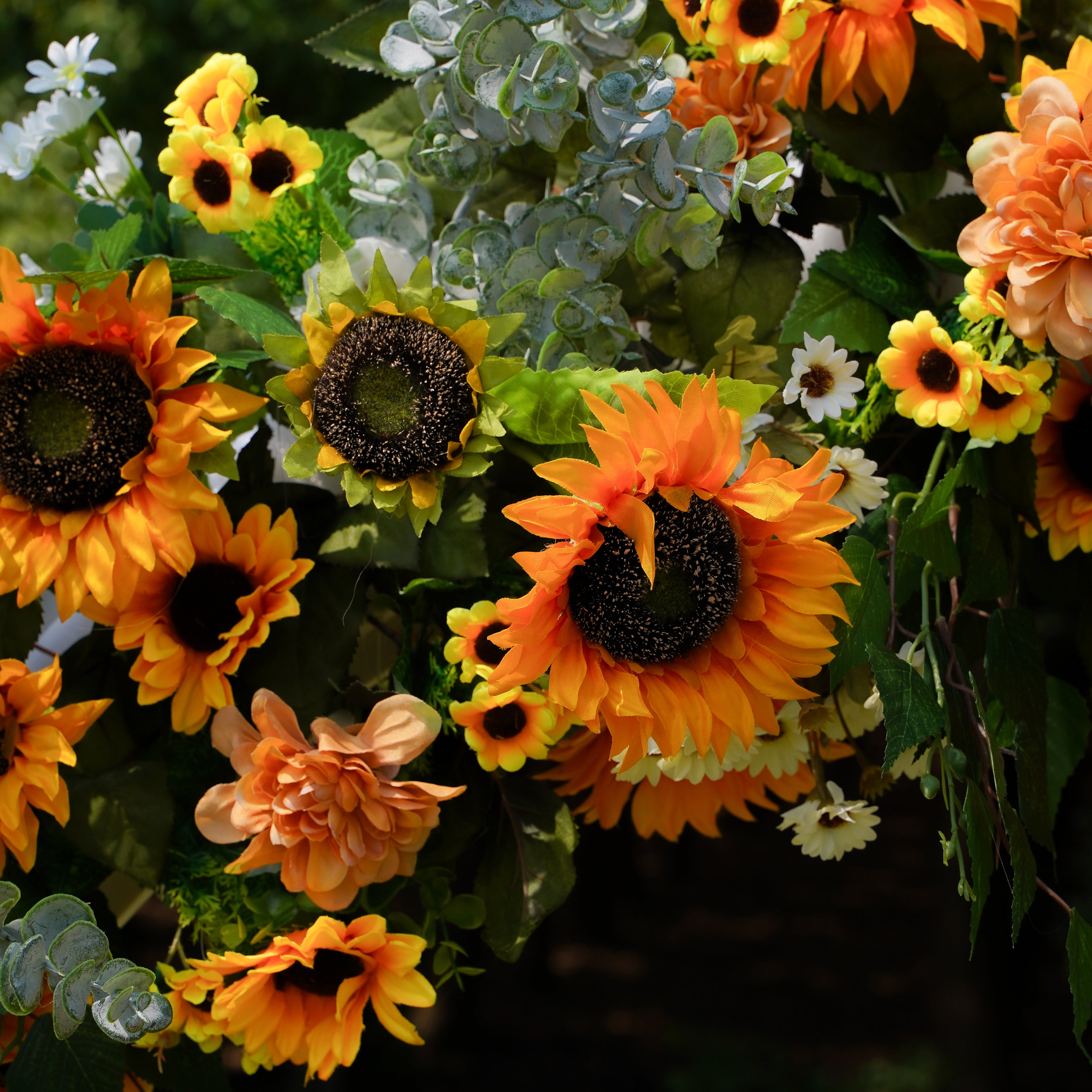 Sunflower Arch:2023 New Wedding Party Background Floral Arch Decoration Including Frame Rose Morning