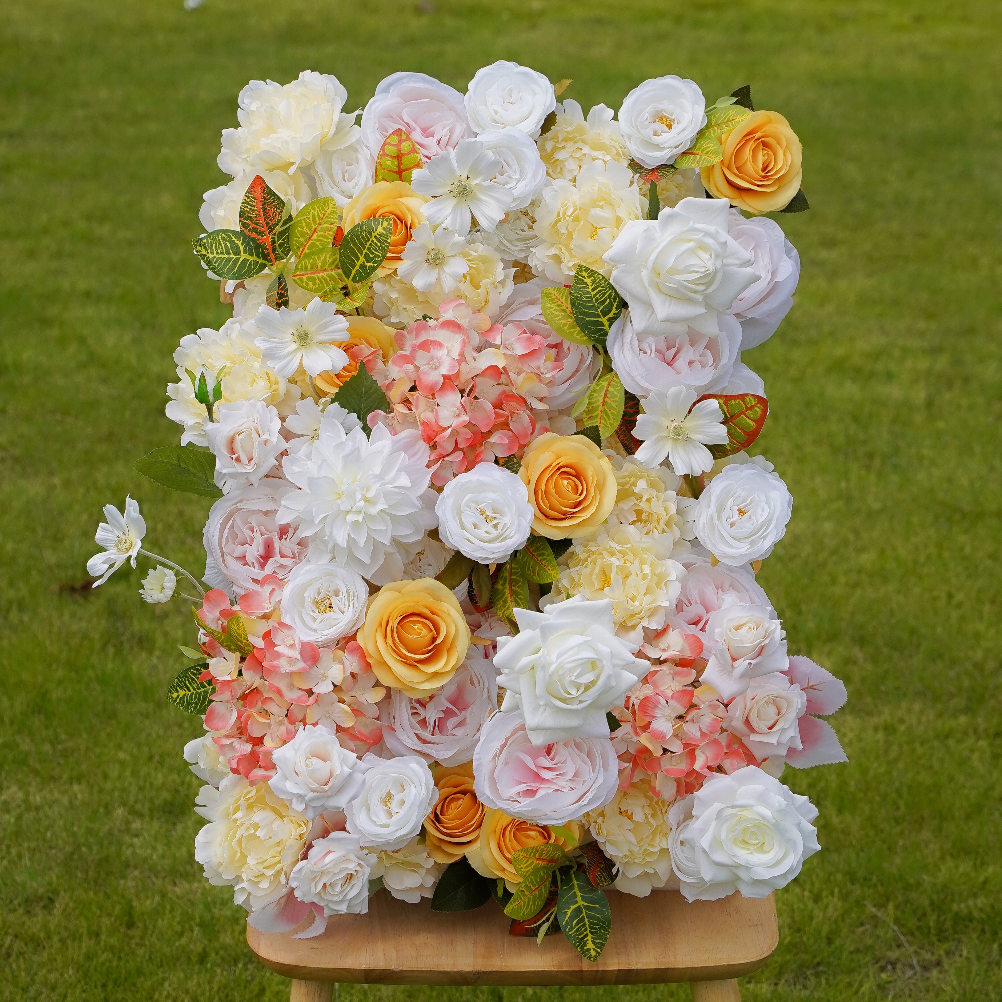 Elsie:5D 2023 New Fabric Artificial Rolling Up Curtain Flower Wall Rose Morning