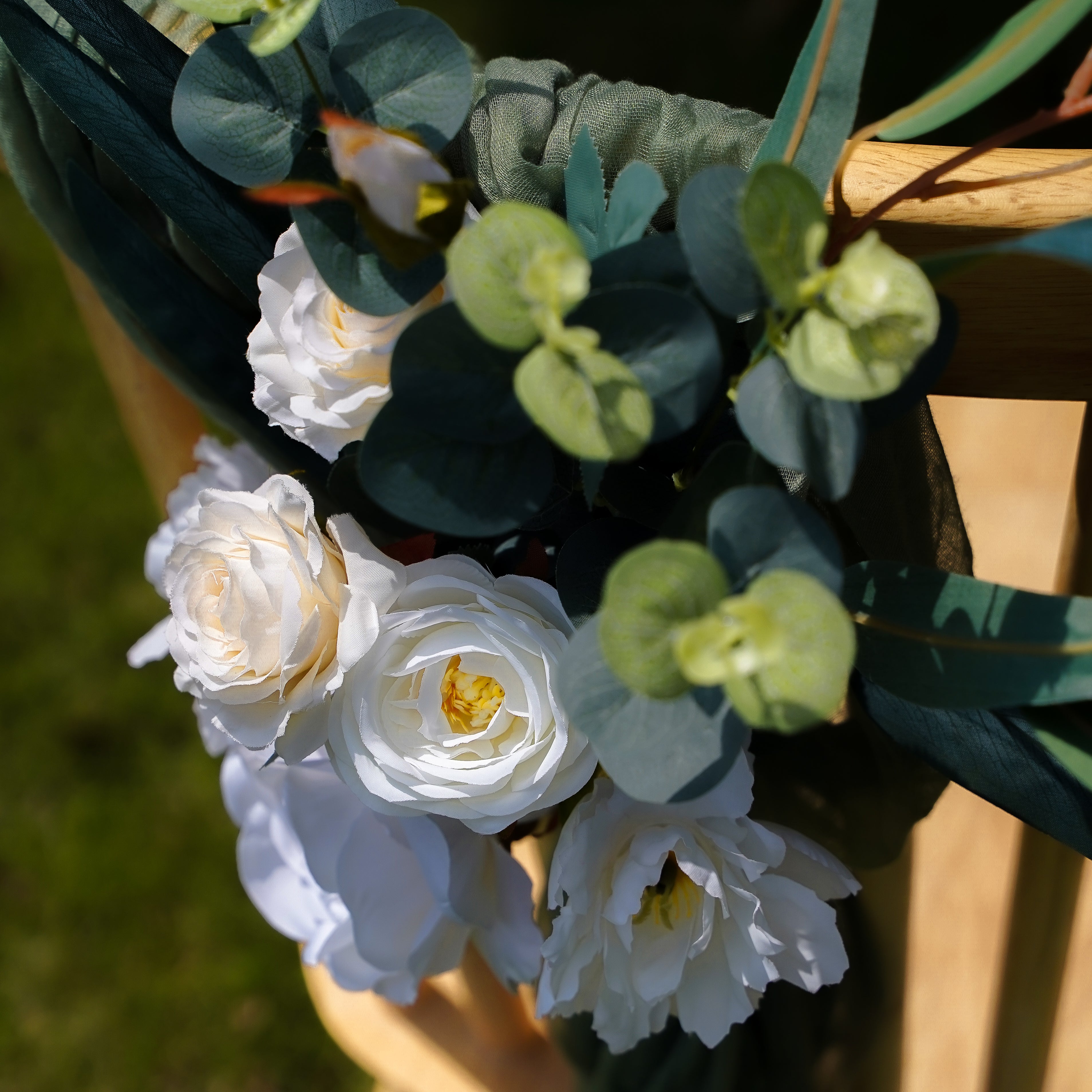 M023:Outdoor Wedding Decorative Chair Back Flowers Rose Morning