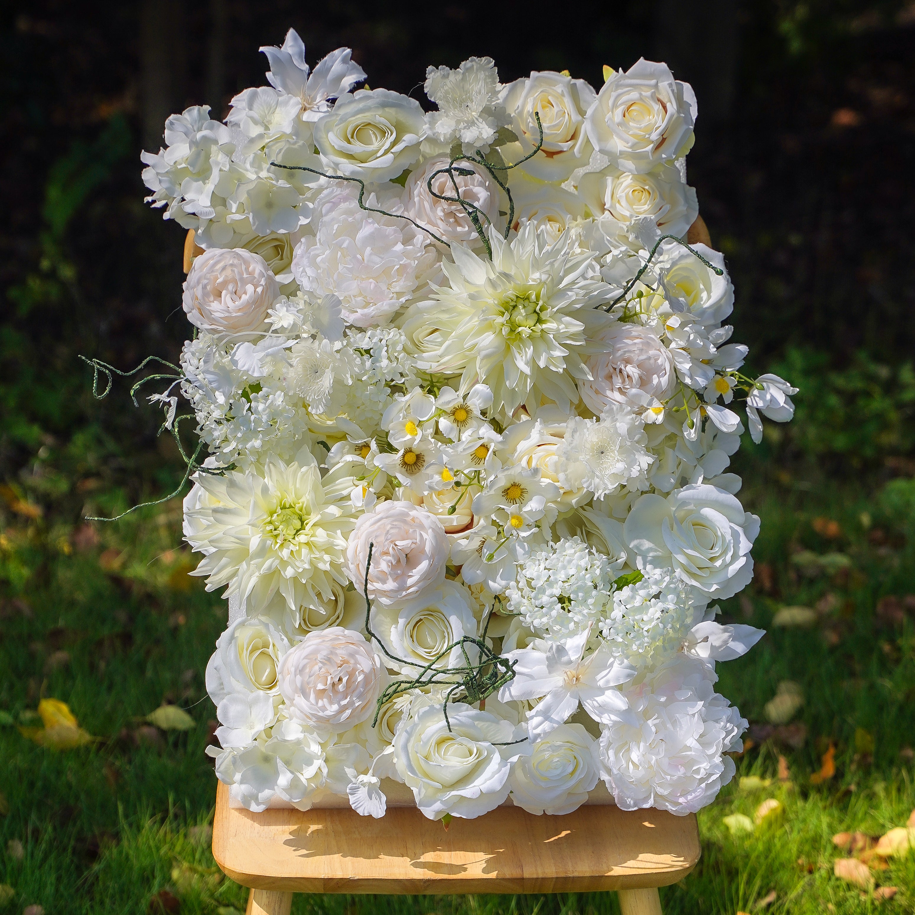 White laurel:5D 2023 New Fabric Artificial rolling up curtain flower wall Rose Morning