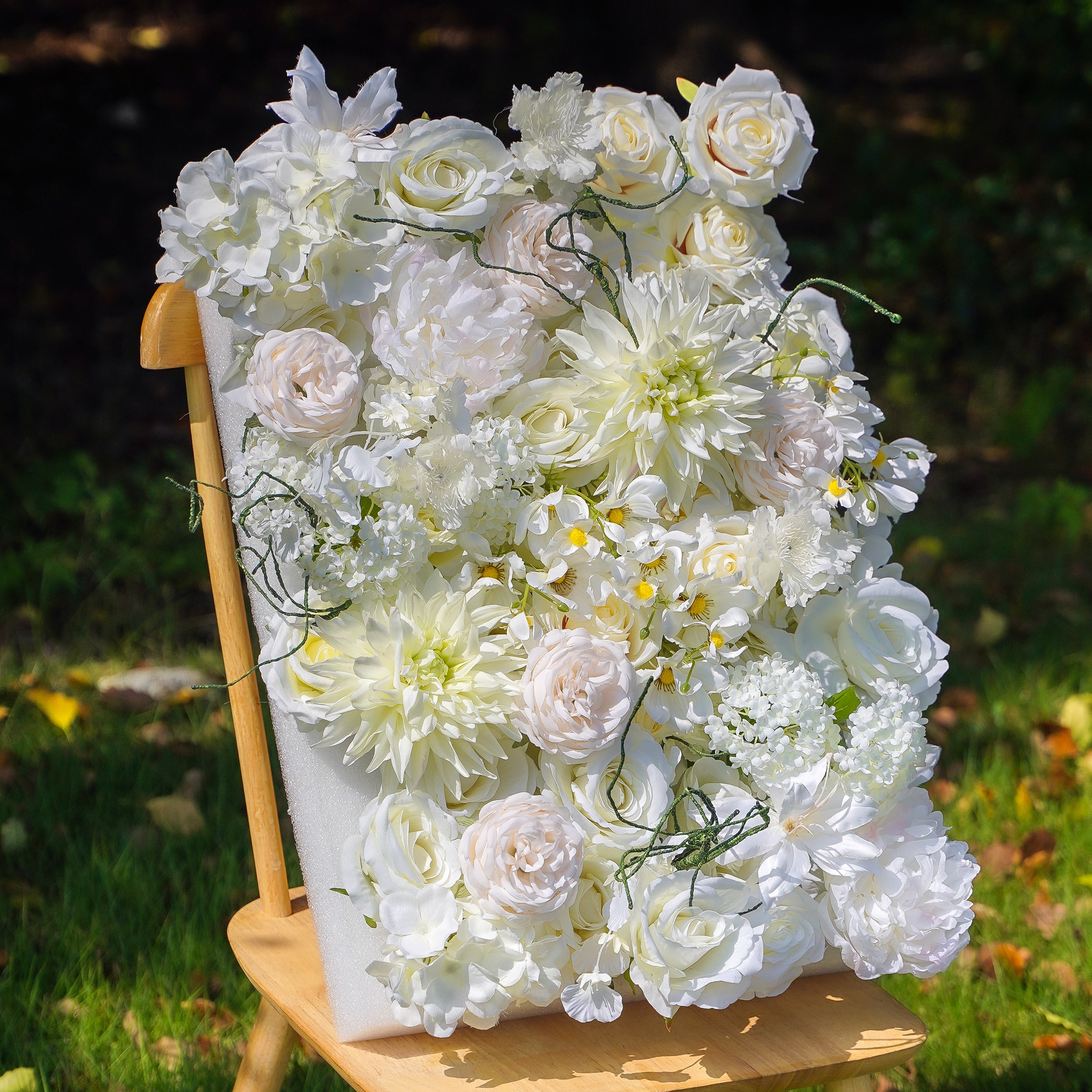 White laurel:5D 2023 New Fabric Artificial rolling up curtain flower wall Rose Morning