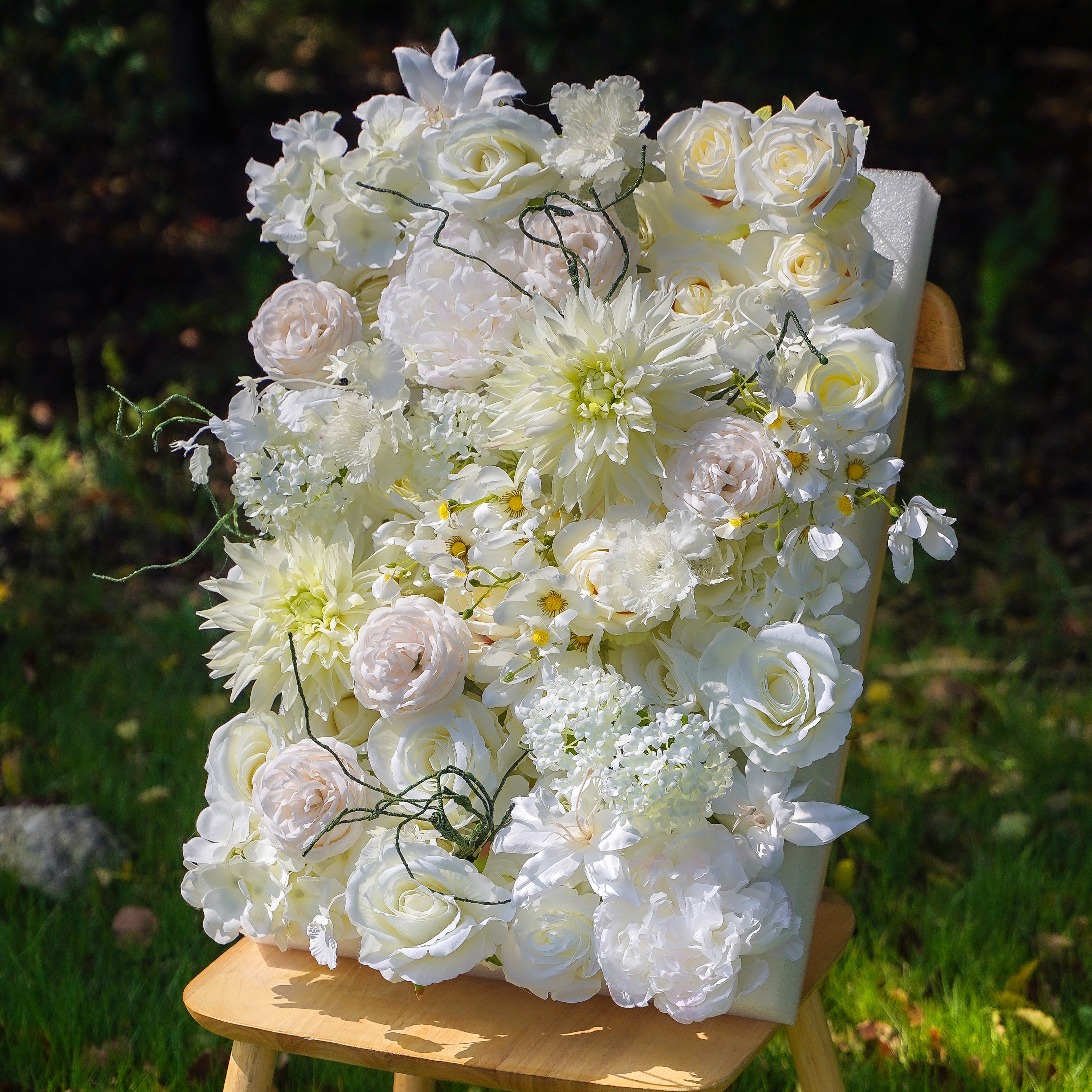 White laurel:5D 2023 New Fabric Artificial rolling up curtain flower wall Rose Morning