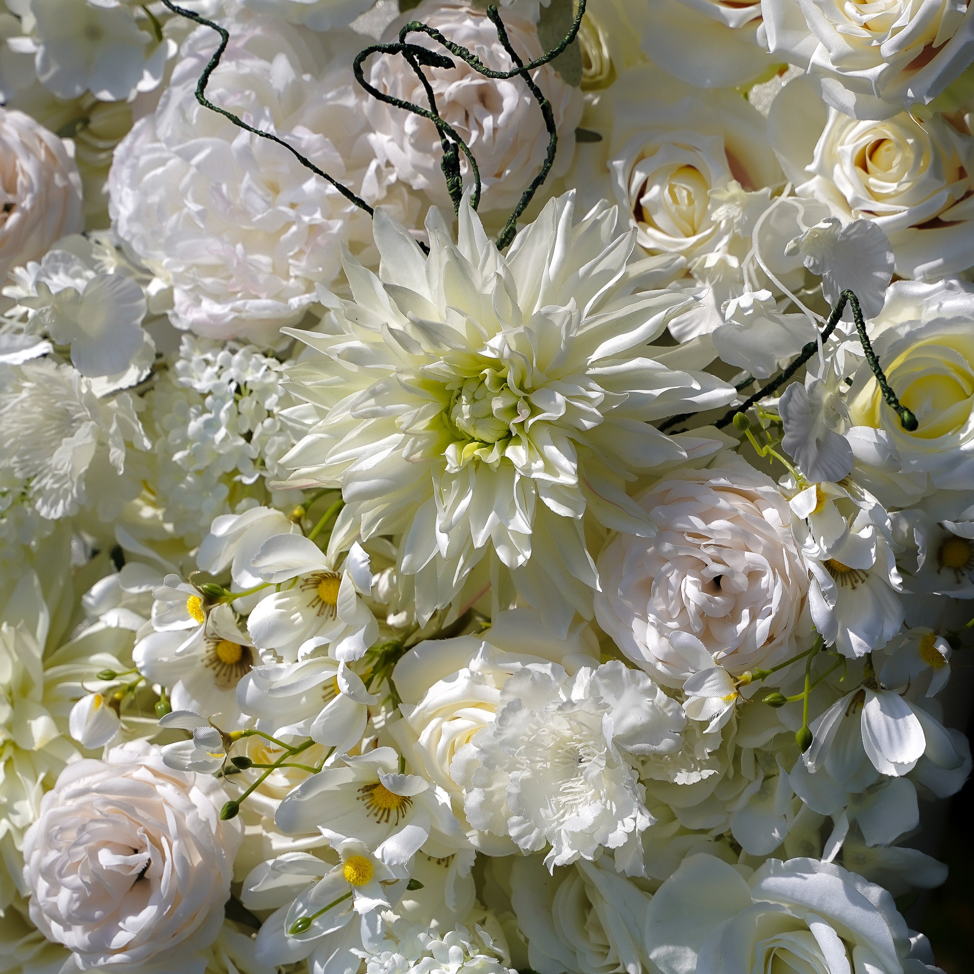 White laurel:5D 2023 New Fabric Artificial rolling up curtain flower wall Rose Morning