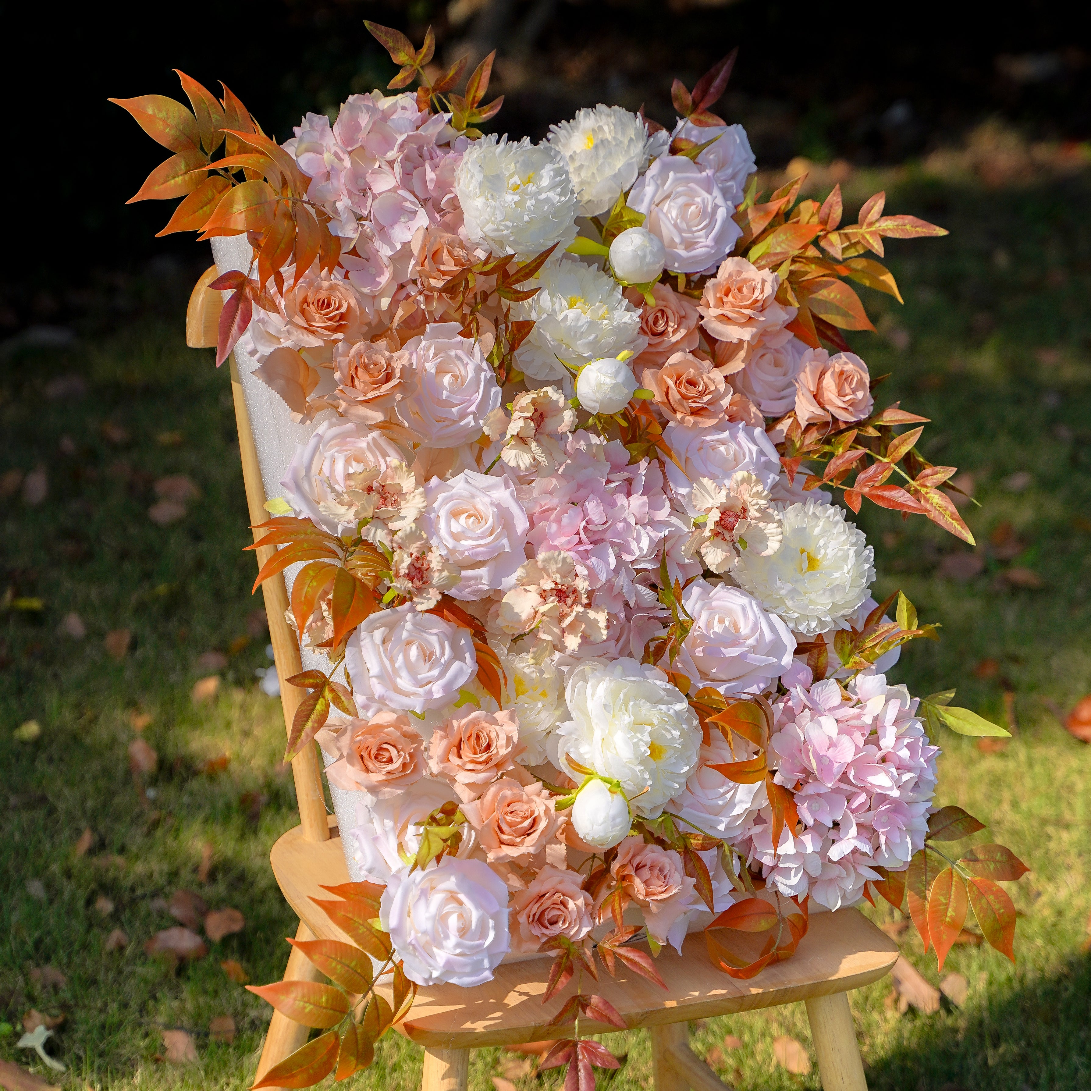 Saffron 5D Fabric Artificial rolling up curtain flower wall Rose Morning