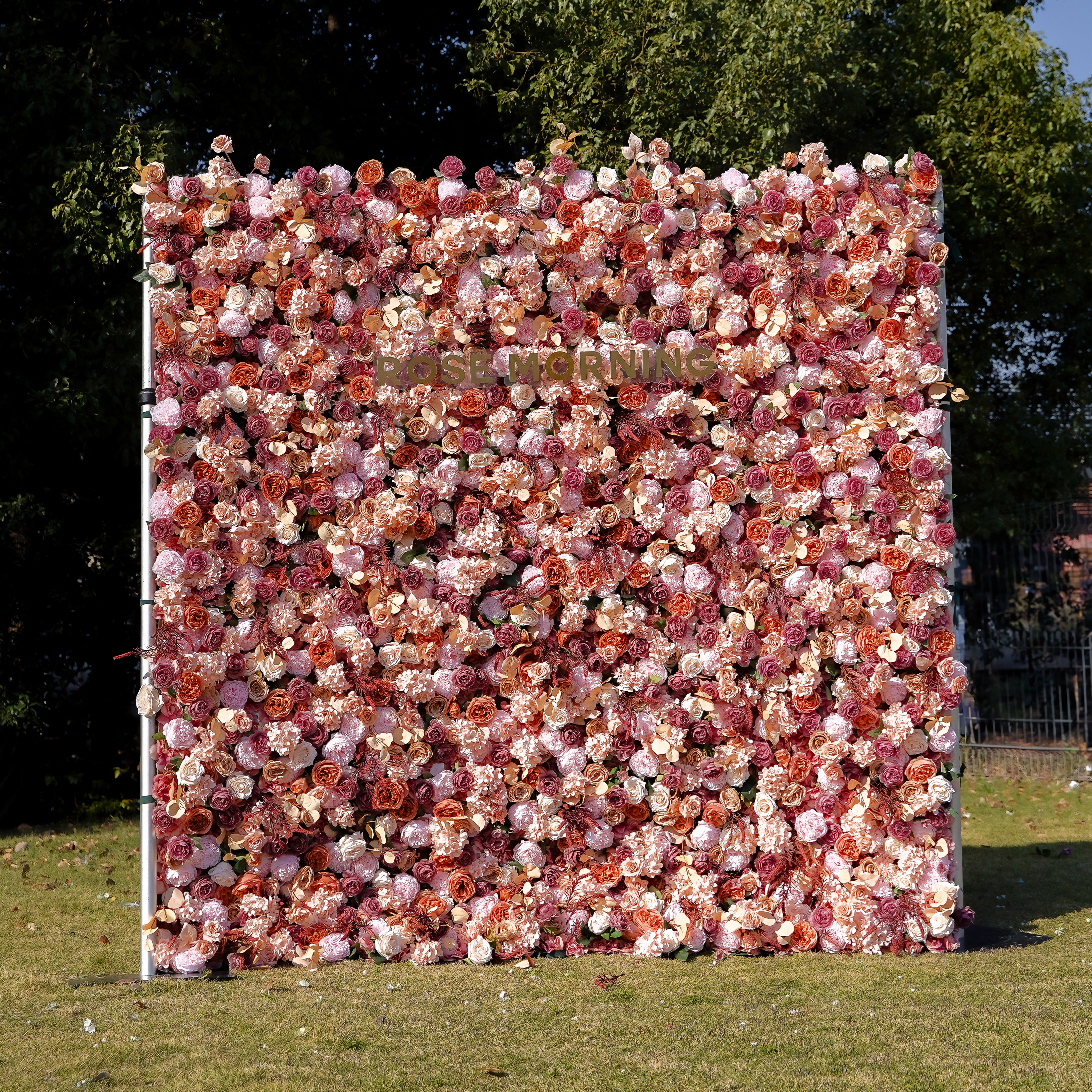 Renata 5D Fabric Artificial rolling up curtain flower wall Rose Morning