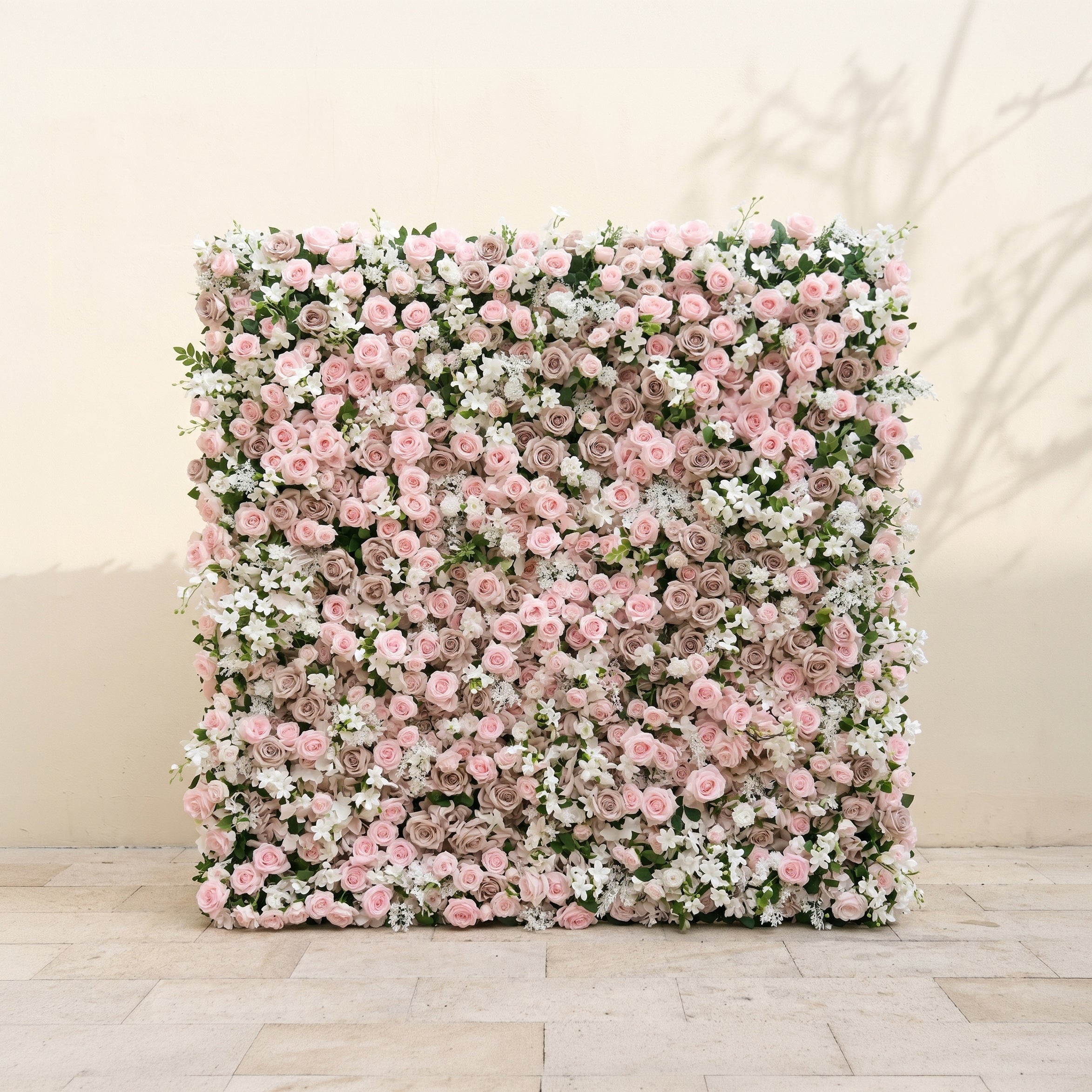 Daellena:Luxury 5D Roll-up Dusty Pink&White Flower Wall for Wedding&Events Decor daellena front