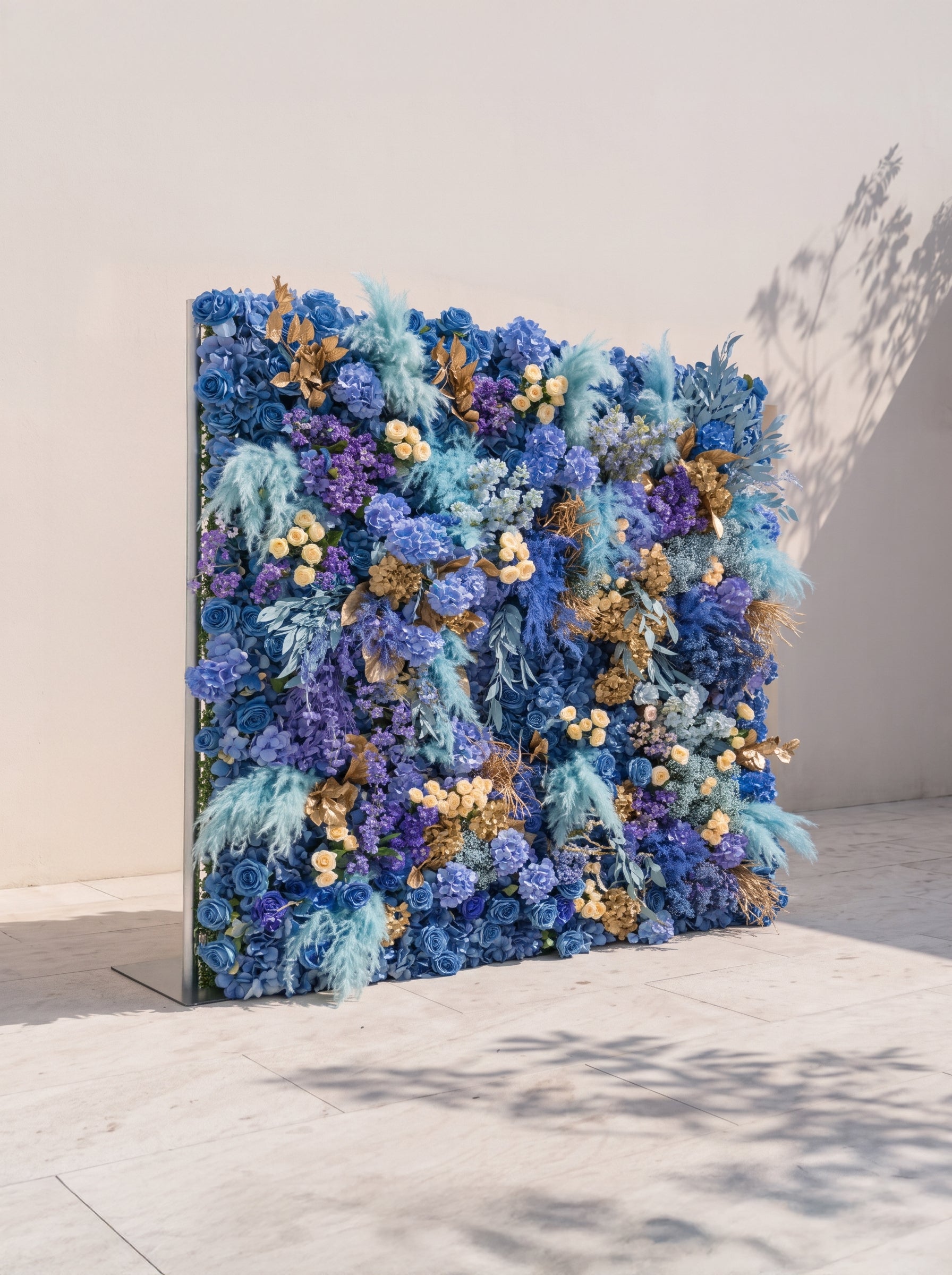 Davilsira: 5D Fabric Artificial rolling up curtain flower wall — left view