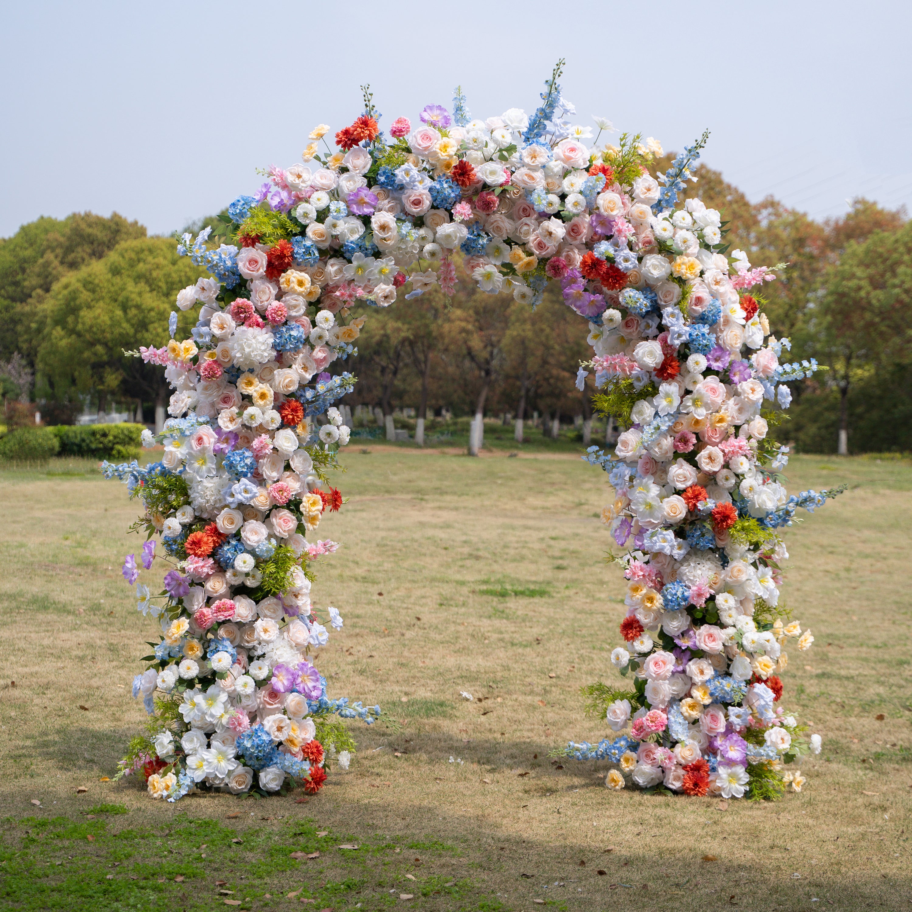 Devi: 2026 Multi-Color Wildflower Arch with Delphinium for Garden Weddings & Parties (Including Frame)