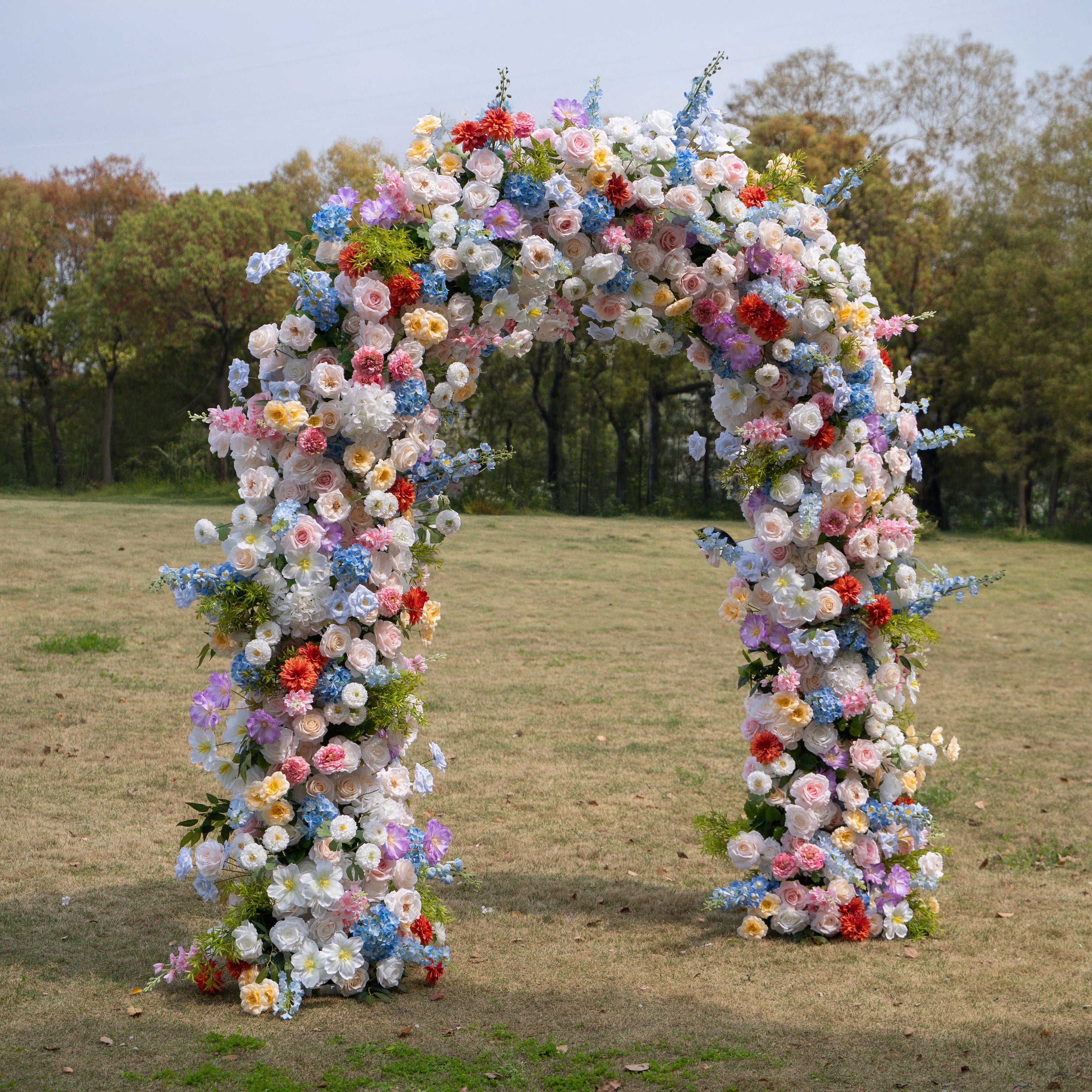 Devi: 2026 Multi-Color Wildflower Arch with Delphinium for Garden Weddings & Parties (Including Frame)
