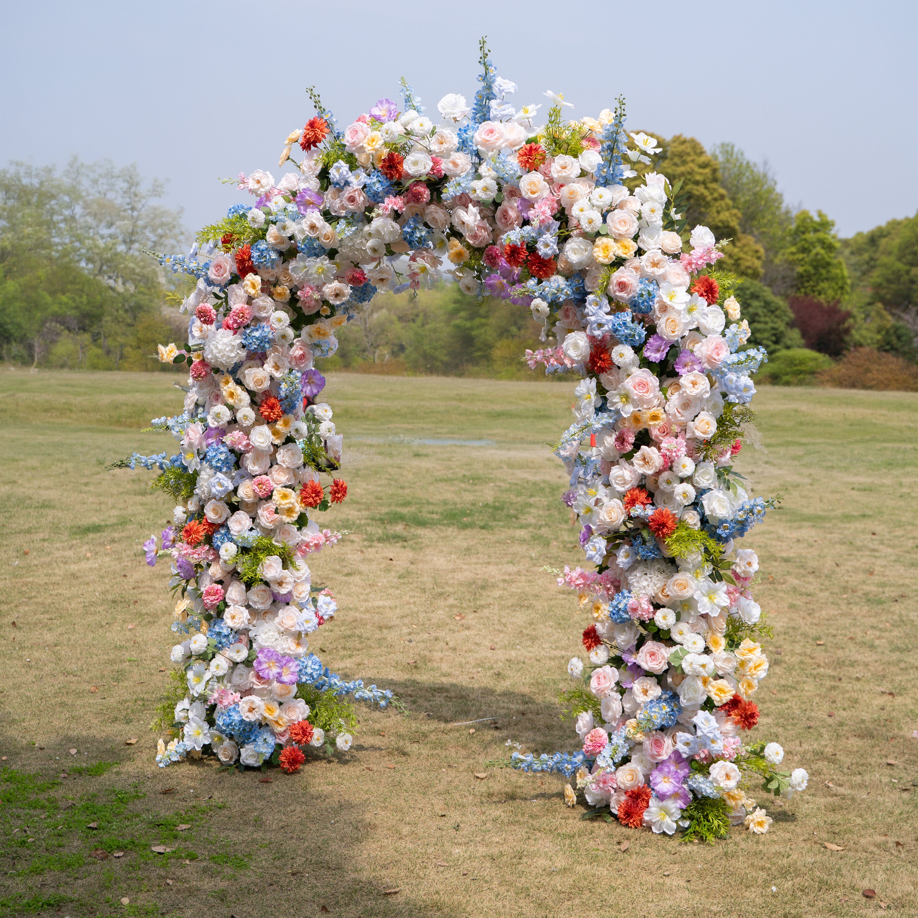 Devi: 2026 Multi-Color Wildflower Arch with Delphinium for Garden Weddings & Parties (Including Frame)