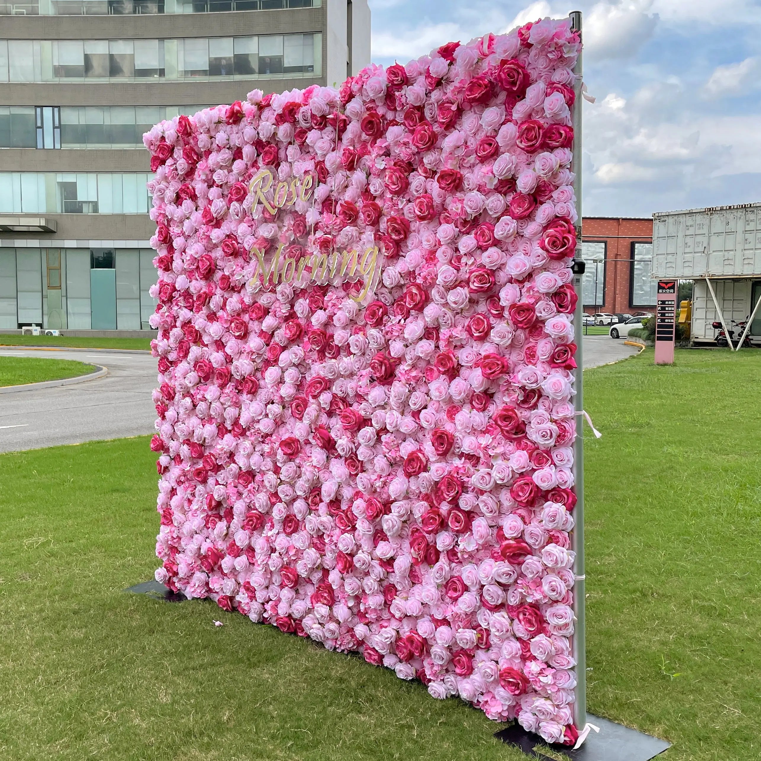 Dress:5D Fabric Artificial rolling up curtain flower wall