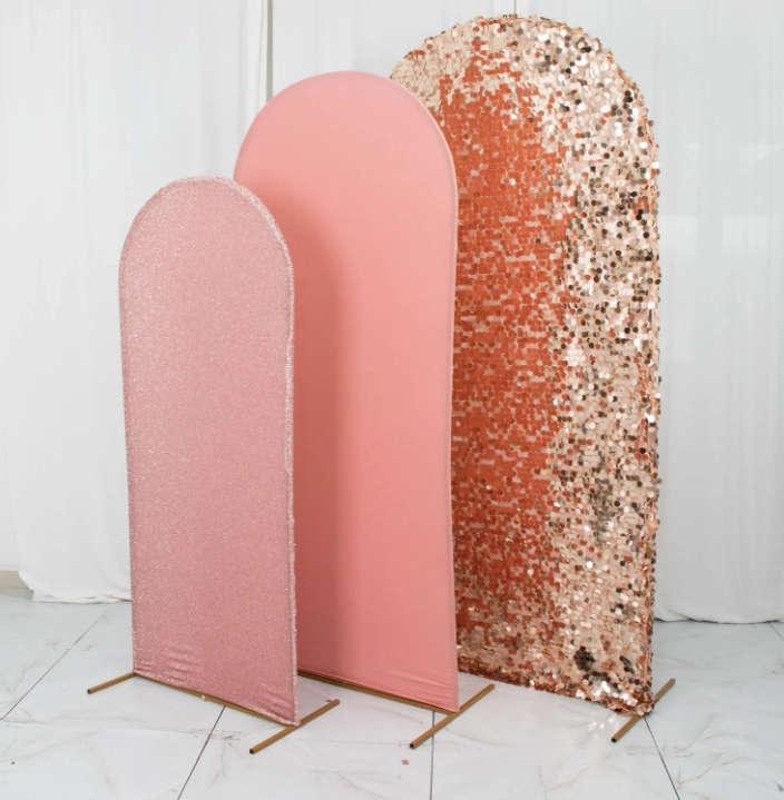 E002: 2023 New Wedding Backdrop Stand Covers Wedding Arch Frame Covers without Stand Rose Morning