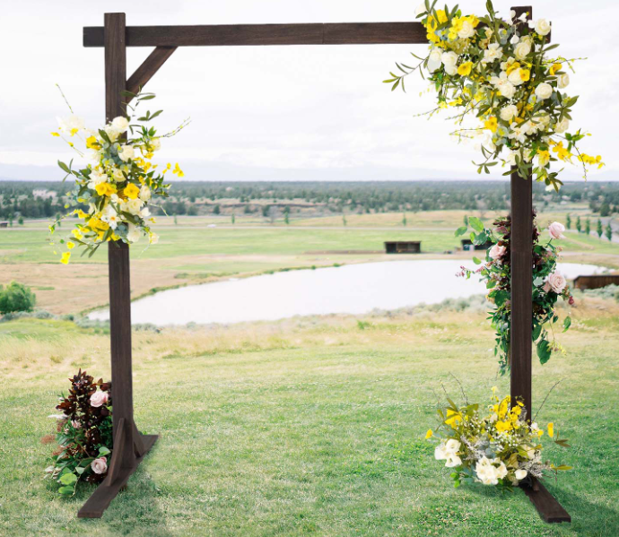 E013: New Heavy Duty Wooden Square Frame Wedding Backdrop Stand Rose Morning