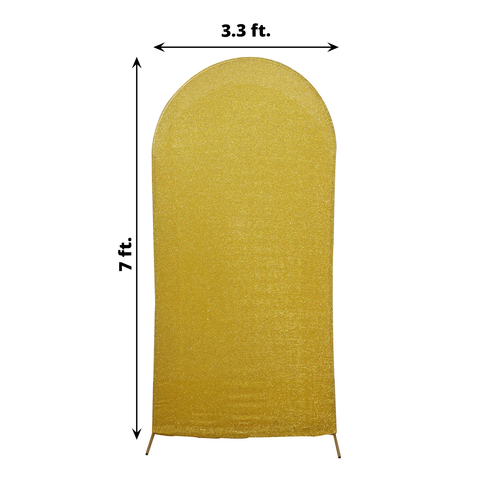 2023 Gold Shimmer Tinsel Spandex Fitted Wedding Arch Covers For Round Top Backdrop Stands Rose Morning