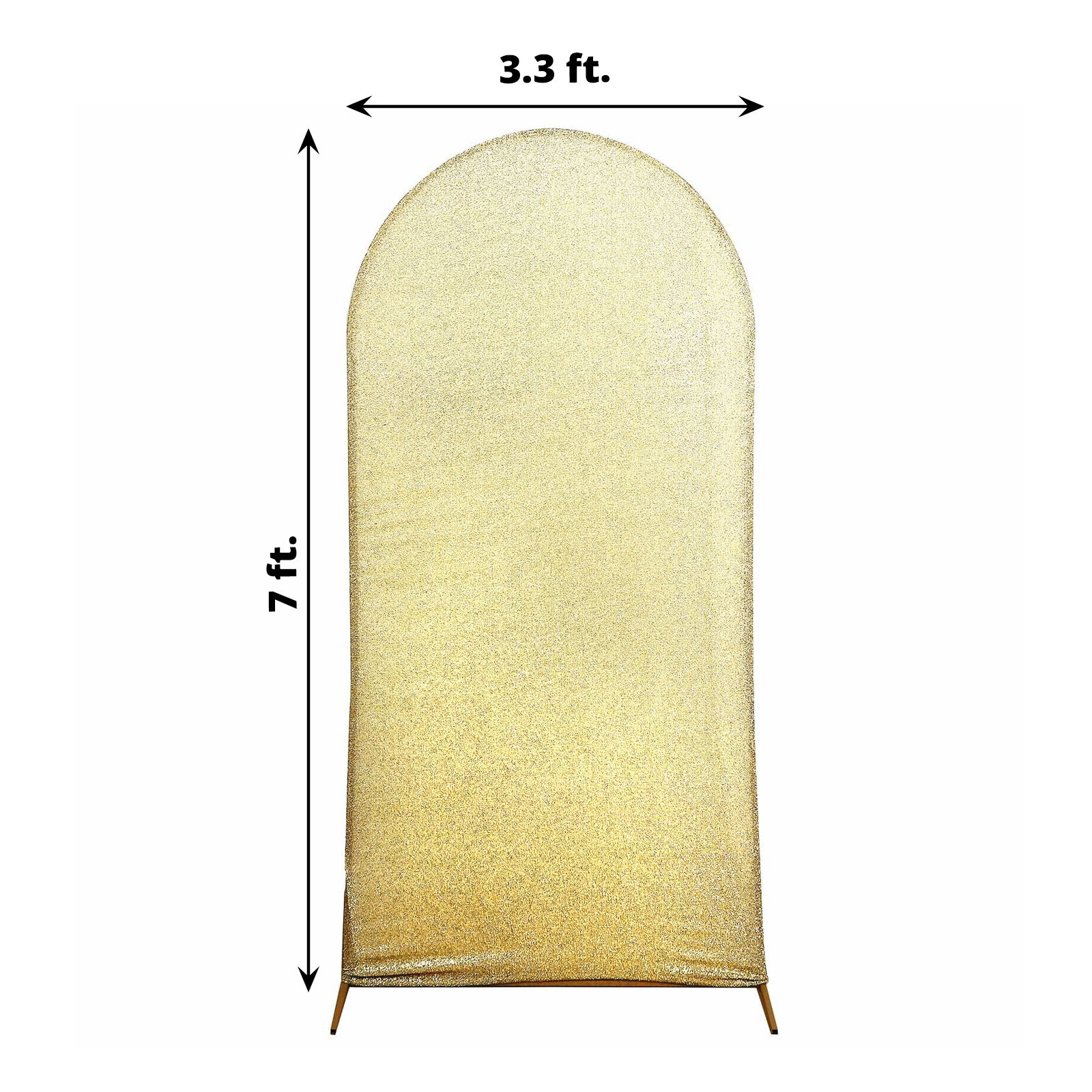 2023 Champagne Shimmer Tinsel Spandex Fitted Wedding Arch Covers For Round Top Backdrop Stands Rose Morning