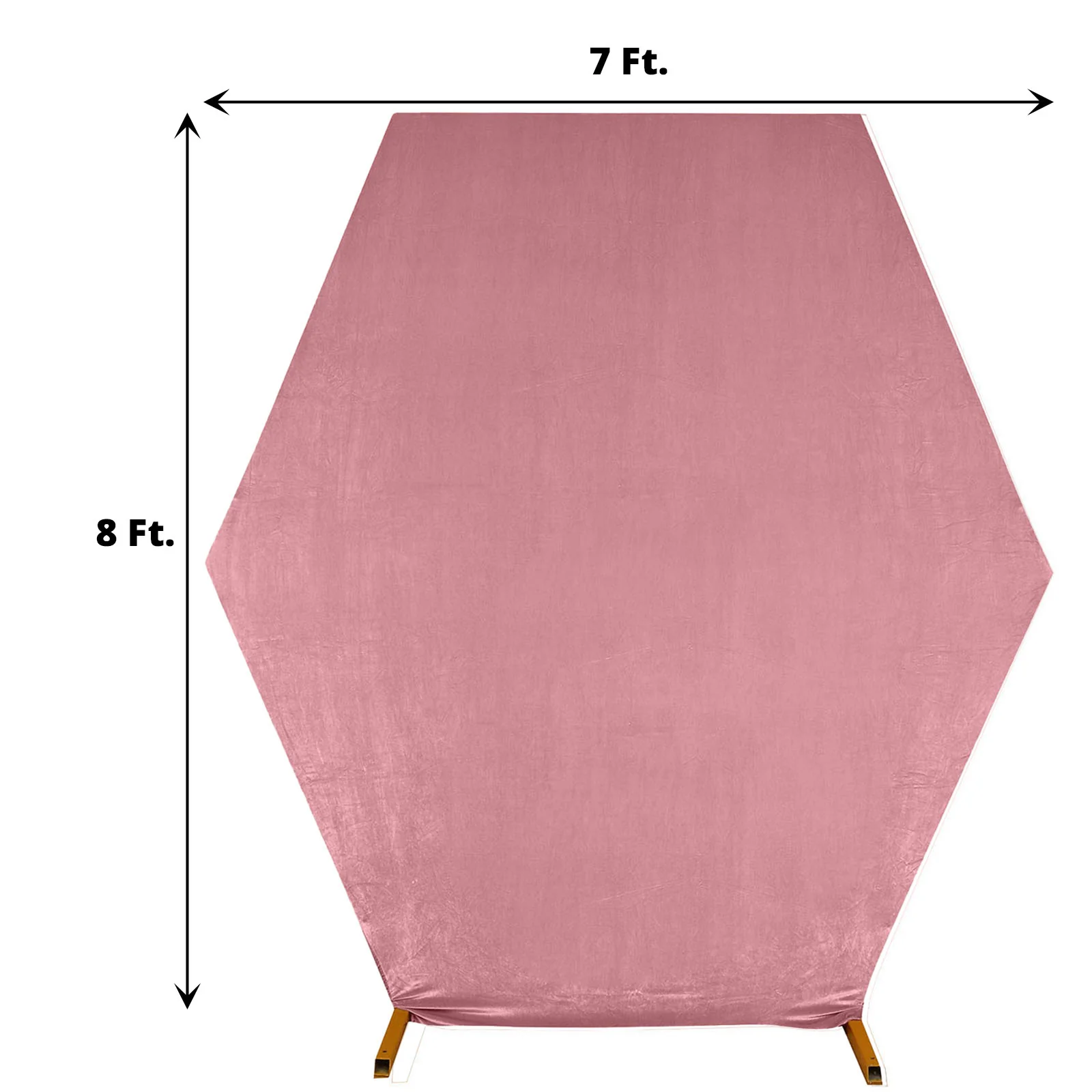 Dusty Rose Velvet Fitted Hexagon Wedding Arch Backdrop Stand Cover Rose Morning
