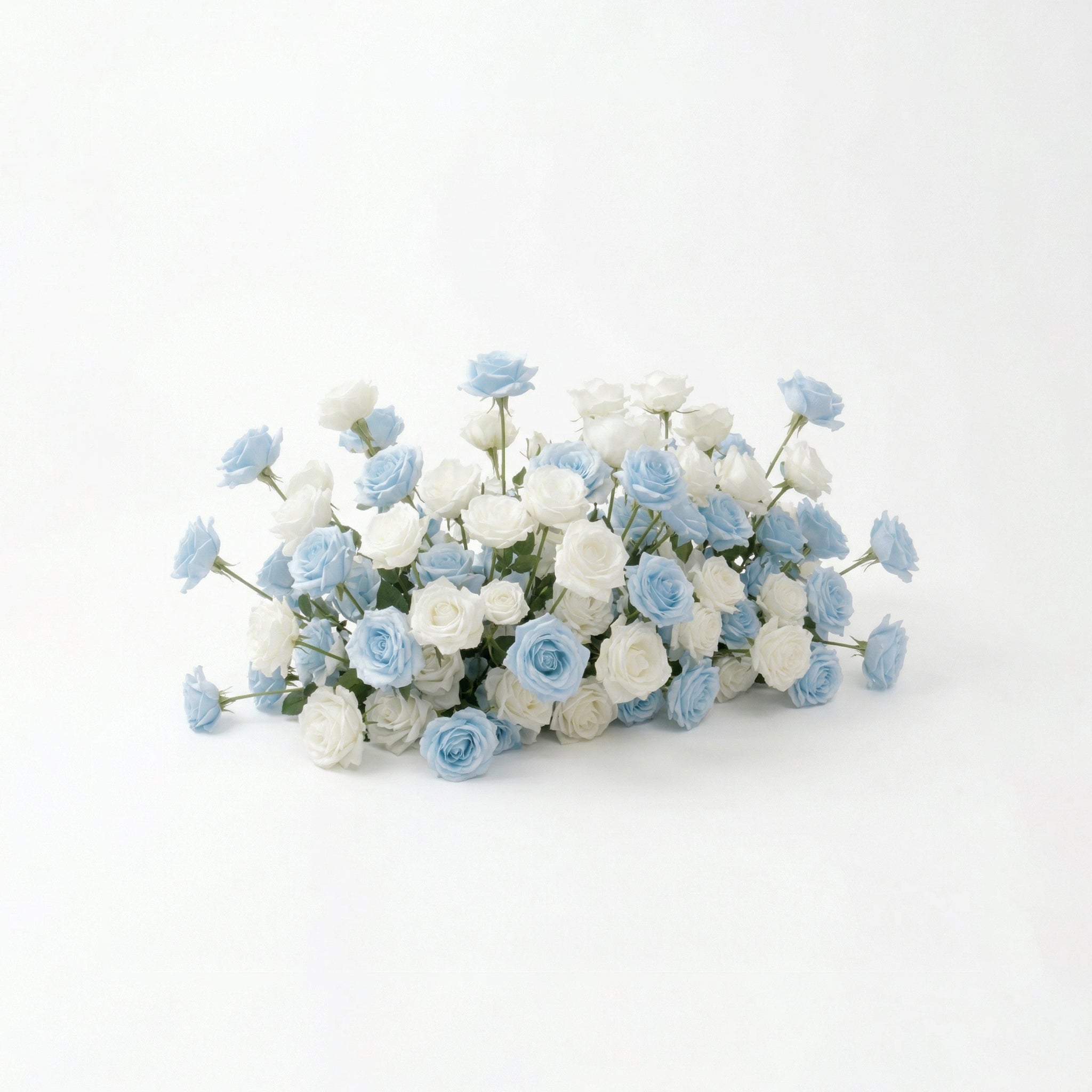 Elaris: Heart-Shaped Baby Blue and White Silk Rose Flower Arch Arrangement for Coastal Weddings & Parties