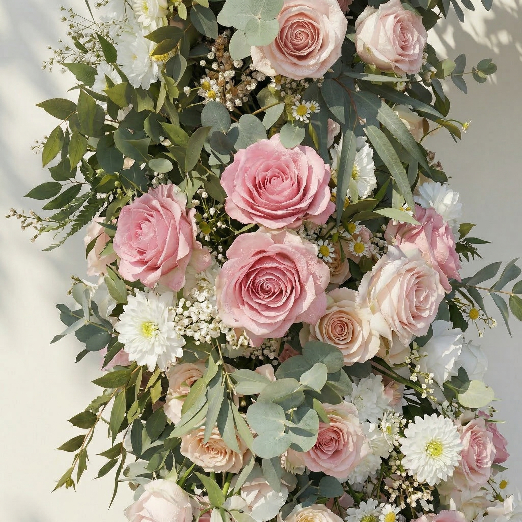 Elowira: Sweet Pink Flower Heart Arch with Lush Greenery for Proposal and Bridal Shower Decor