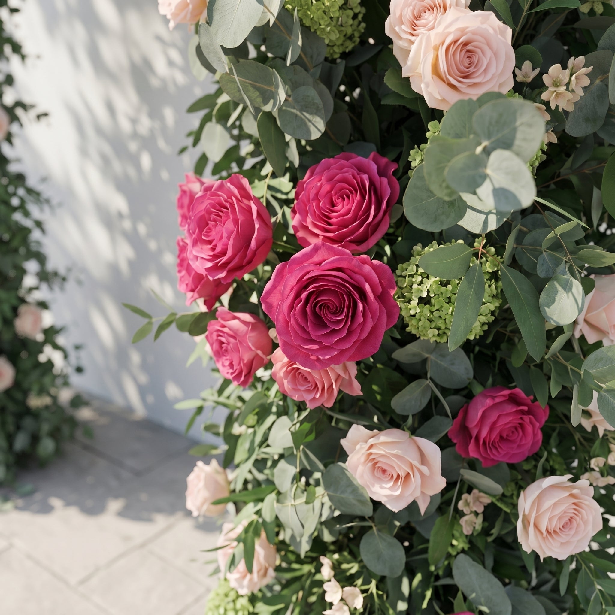 Elvenessa: 2026 New Luxury Floral Arch with Pink Roses and Greenery Flower Arch for Weddings&Events Decoration Incuding Frame