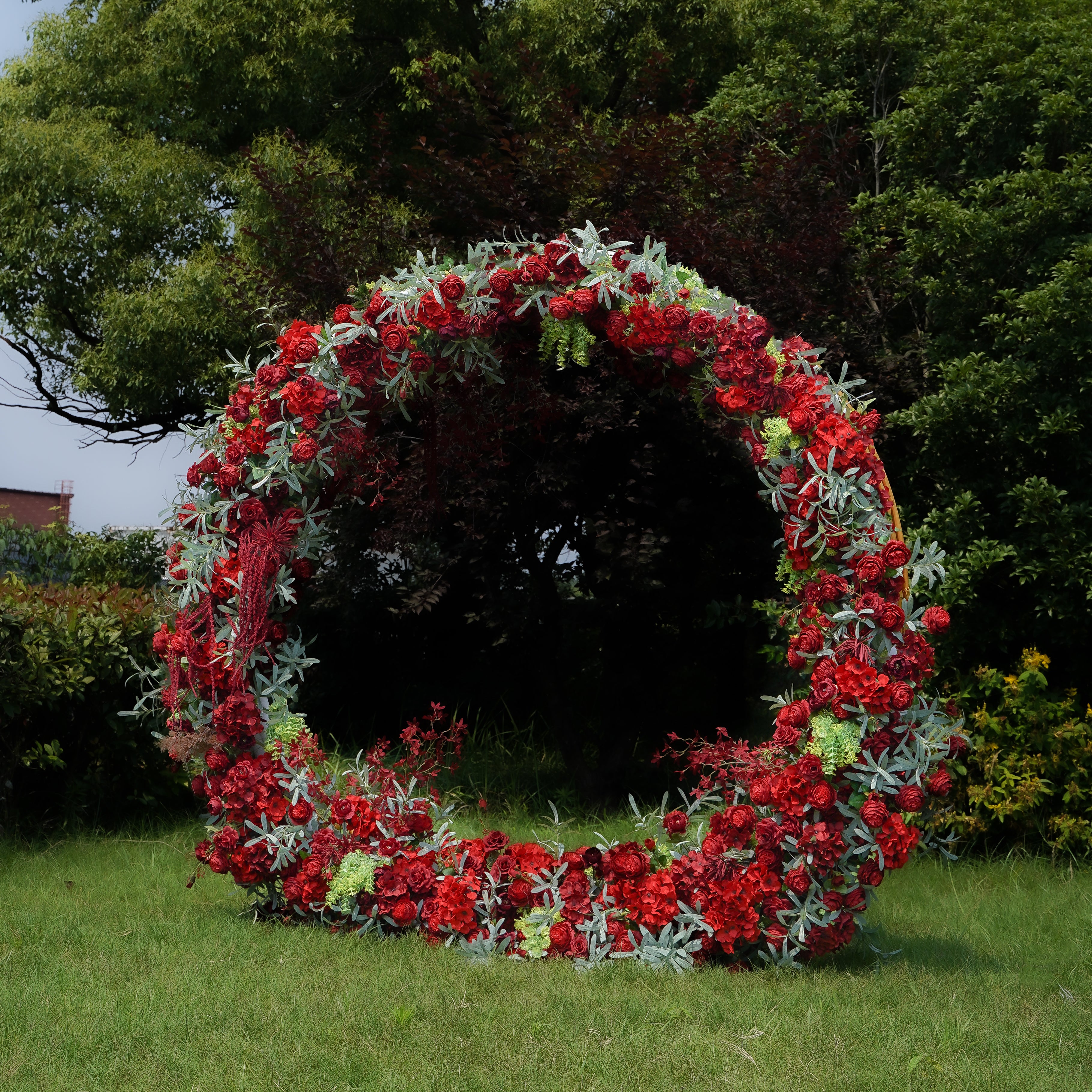 F036:2023 New Wedding Party Background Floral Arch Decoration Including Frame Rose Morning