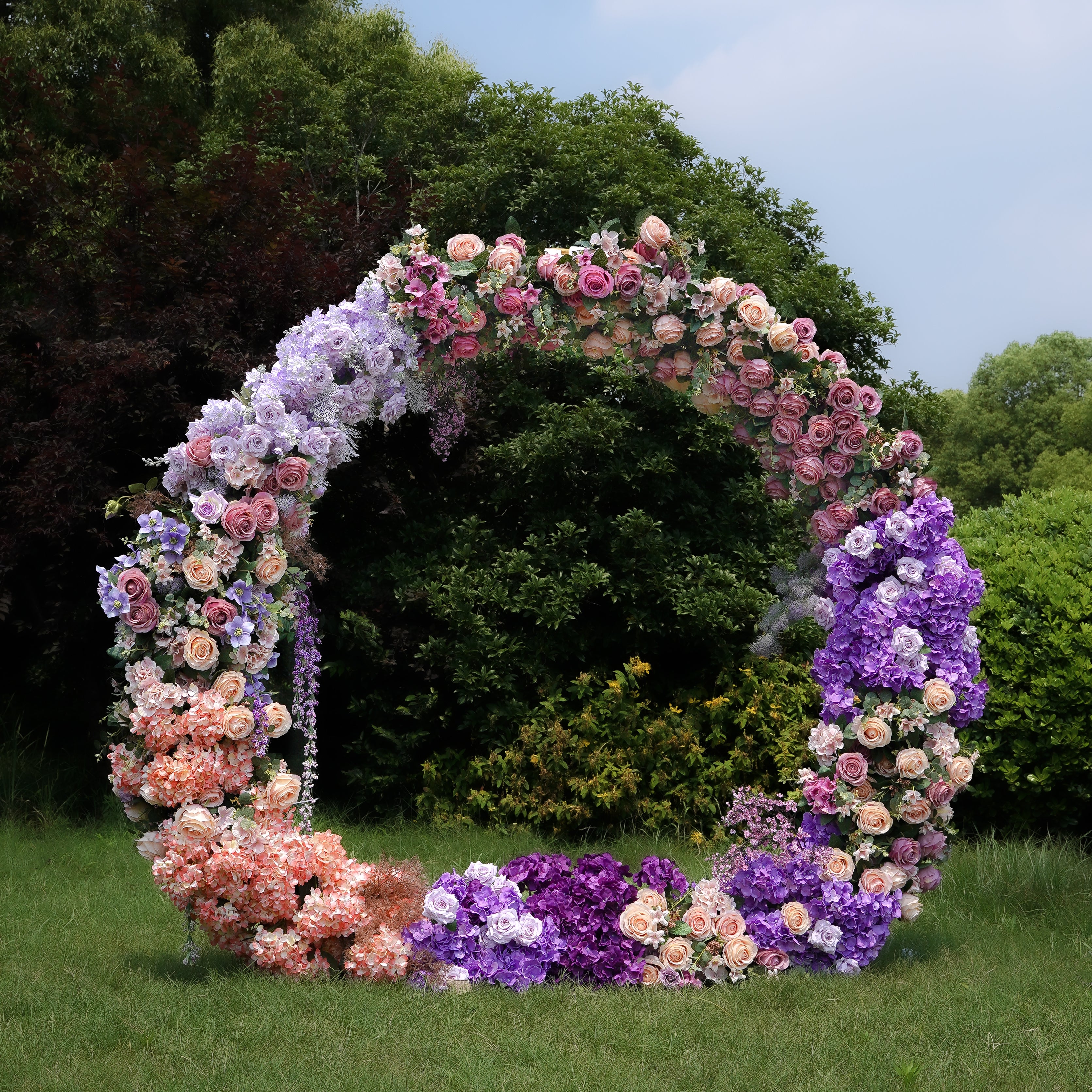 F040:2023 New Wedding Party Background Floral Arch Decoration Including Frame Rose Morning