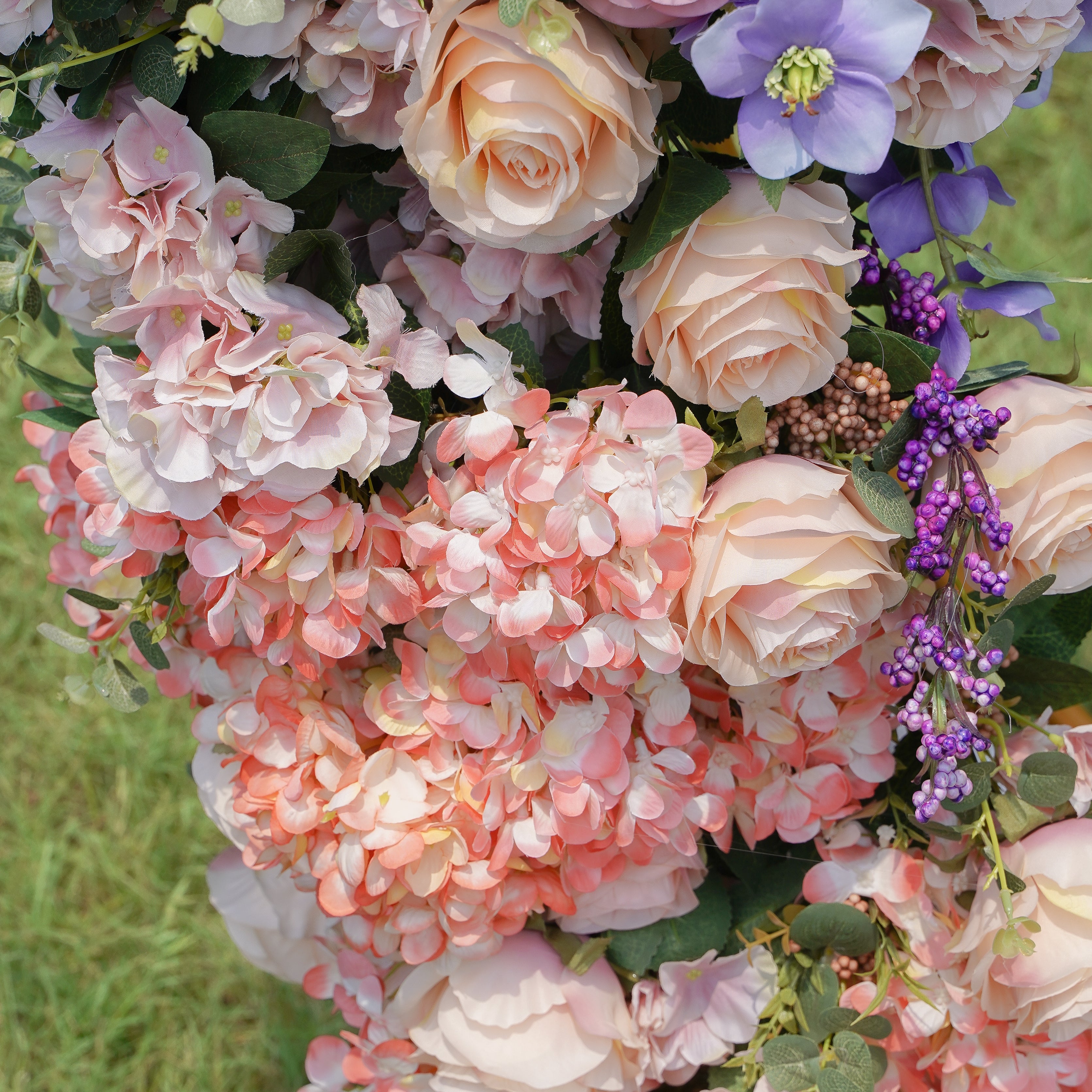 F040:2023 New Wedding Party Background Floral Arch Decoration Including Frame Rose Morning
