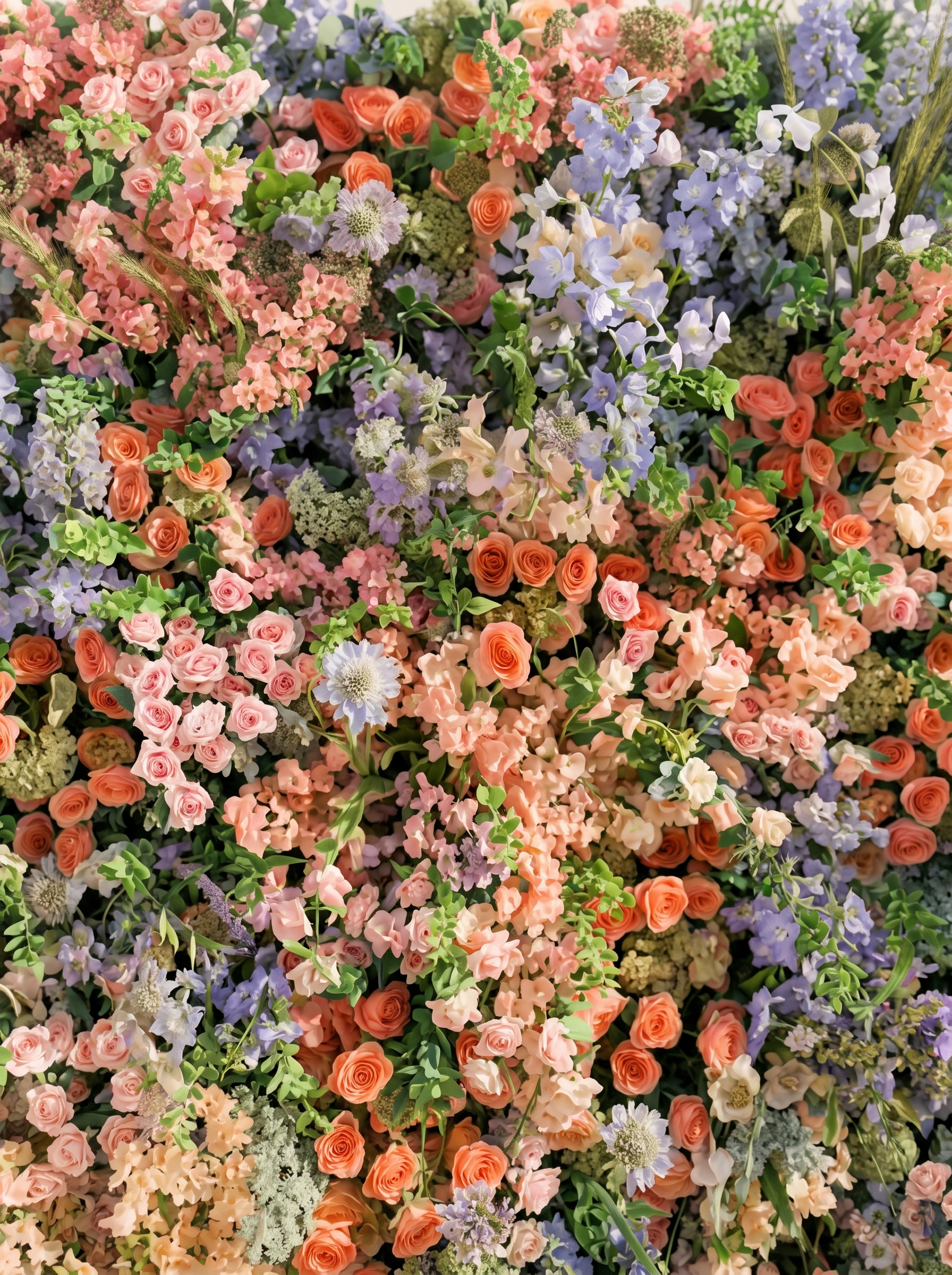 Florlena: 5D Fabric Artificial rolling up curtain flower wall — floral detail