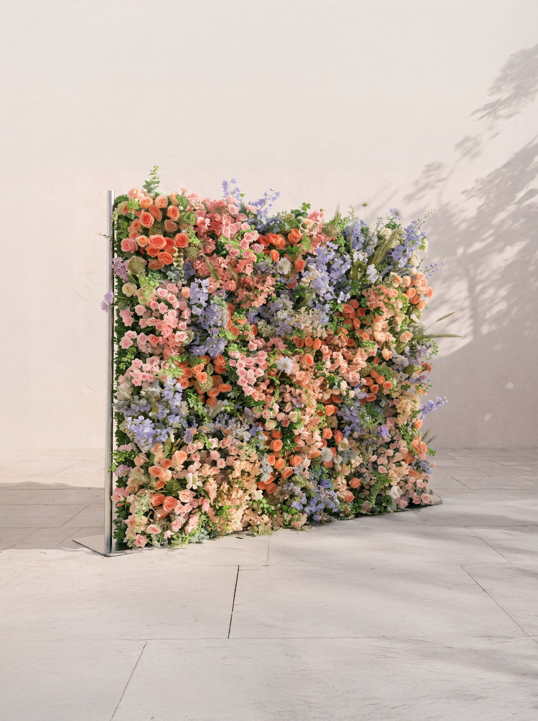Florlena: 5D Fabric Artificial rolling up curtain flower wall — left view
