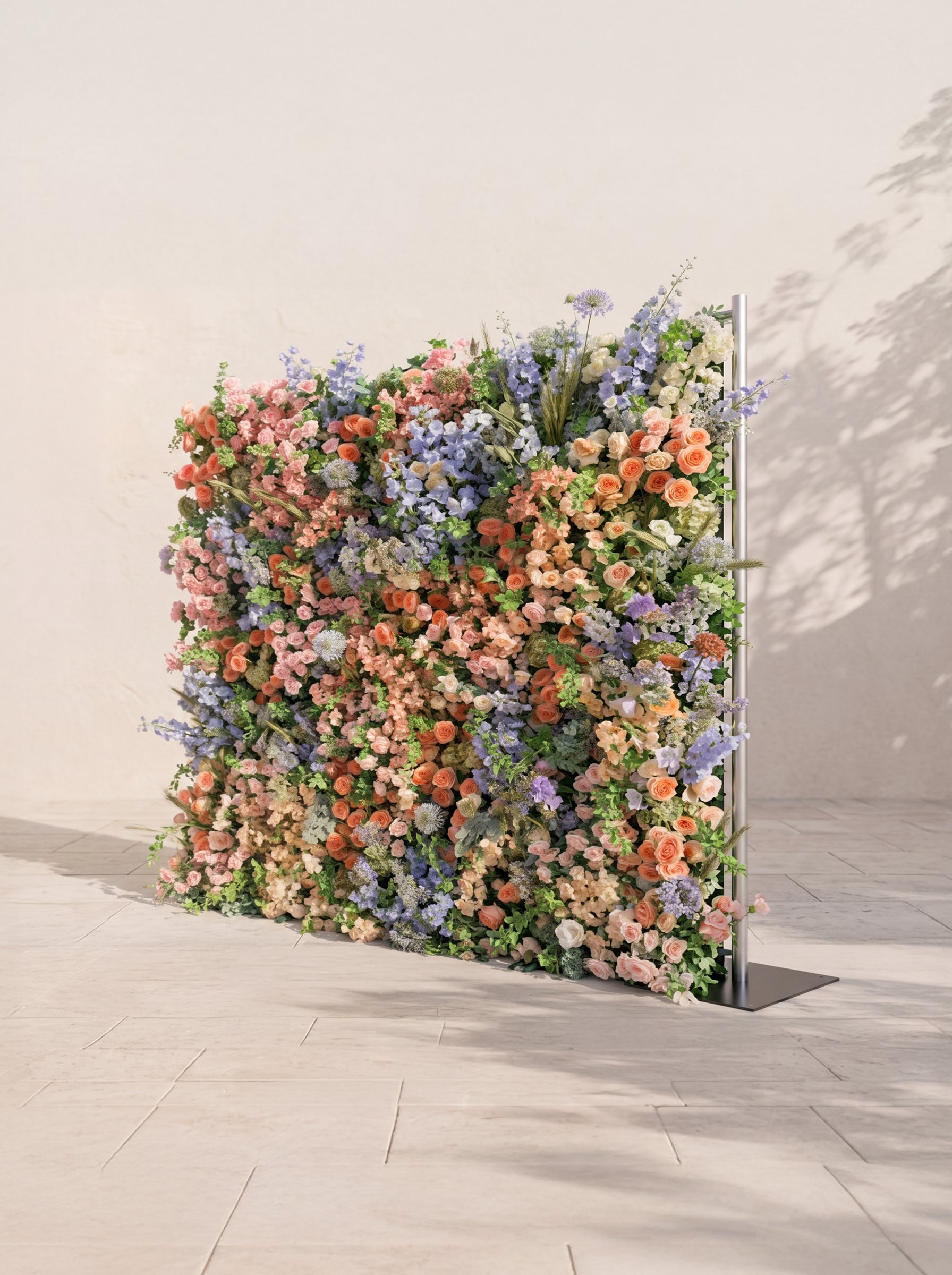 Florlena: 5D Fabric Artificial rolling up curtain flower wall — right view