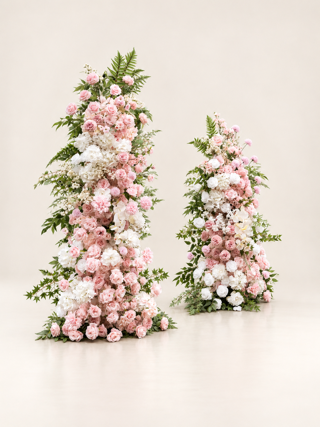 Genny: White and Pink Rose Wedding Background Arch KT Backdrop Decorative Flower Row Excludes Frame