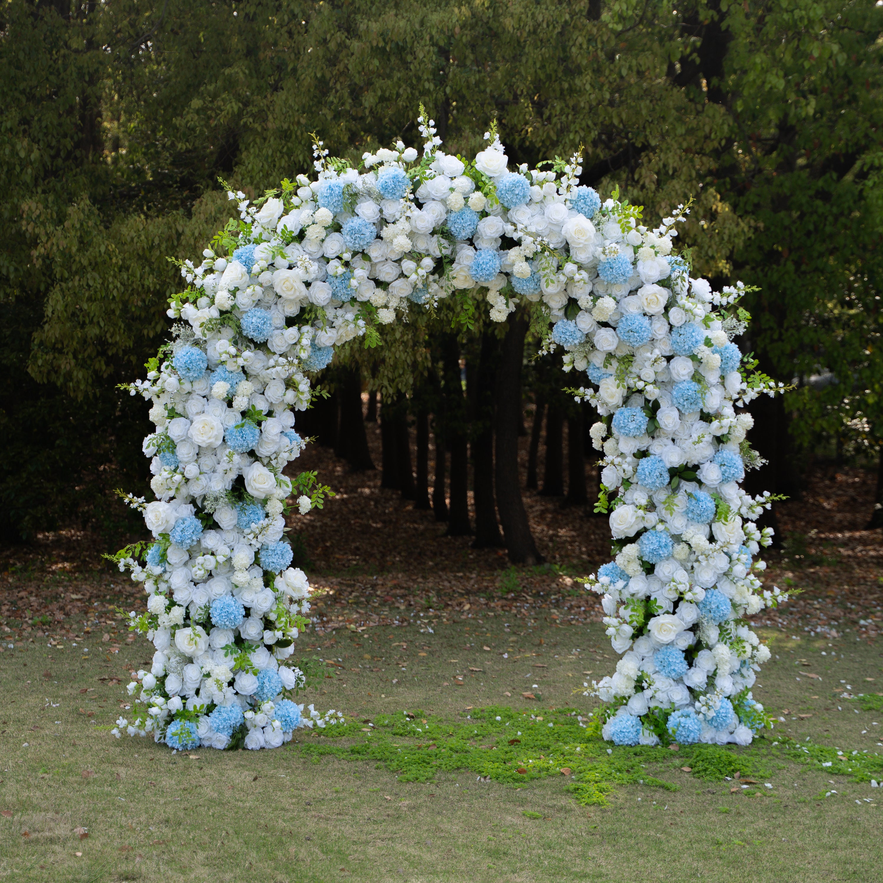 Glacier:2026 New White and Green Flower Arch including light Blue Hydrangea for Wedding&Party Decoration