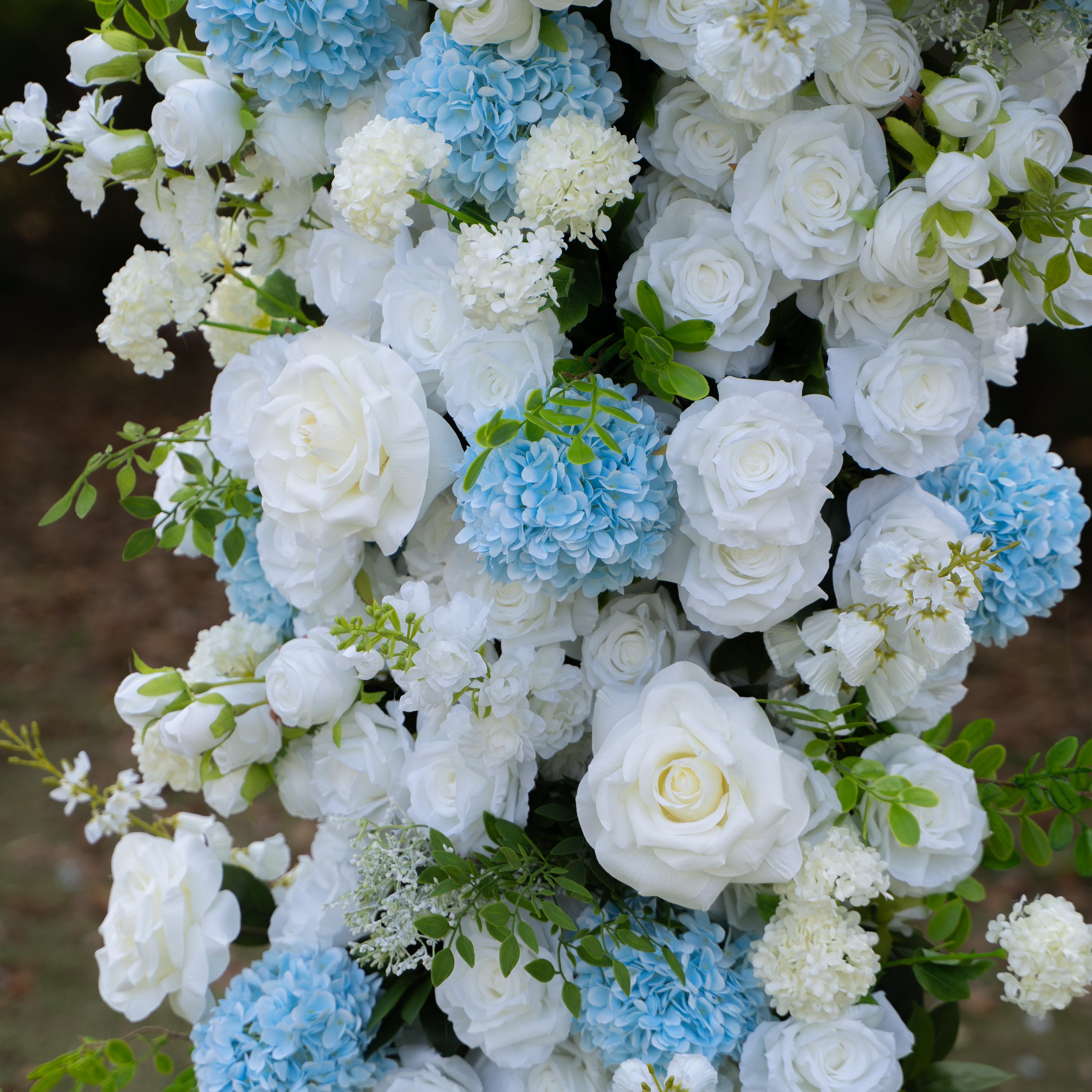 Glacier:2026 New White and Green Flower Arch including light Blue Hydrangea for Wedding&Party Decoration